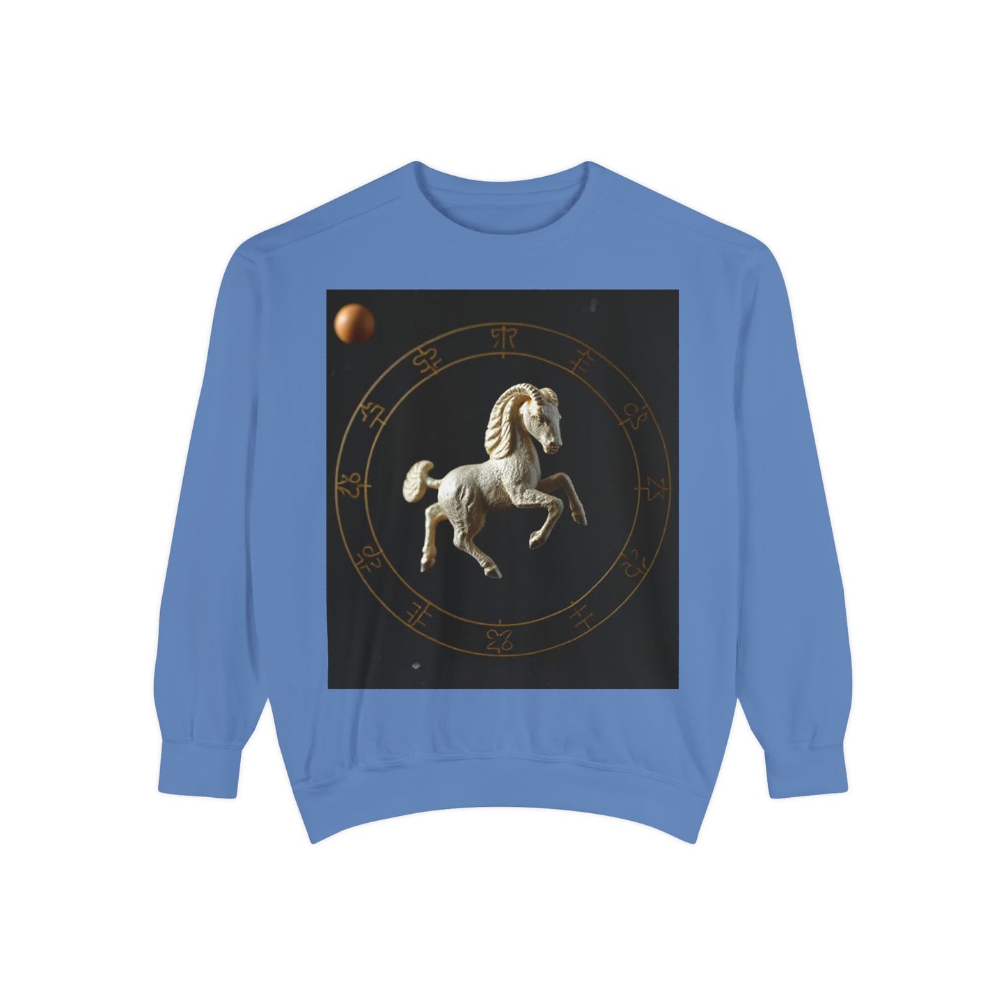 Garment-Dyed Sweatshirt, Unisex, Space Animal Design, Capricorn