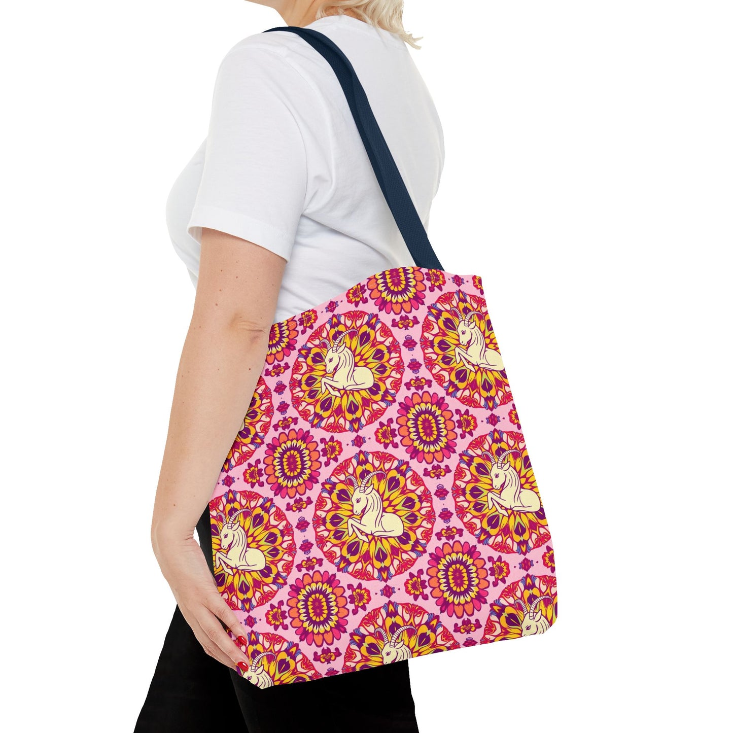 Tote Bag, (AOP), Capricorn, Zodiac v1, Flower Pattern