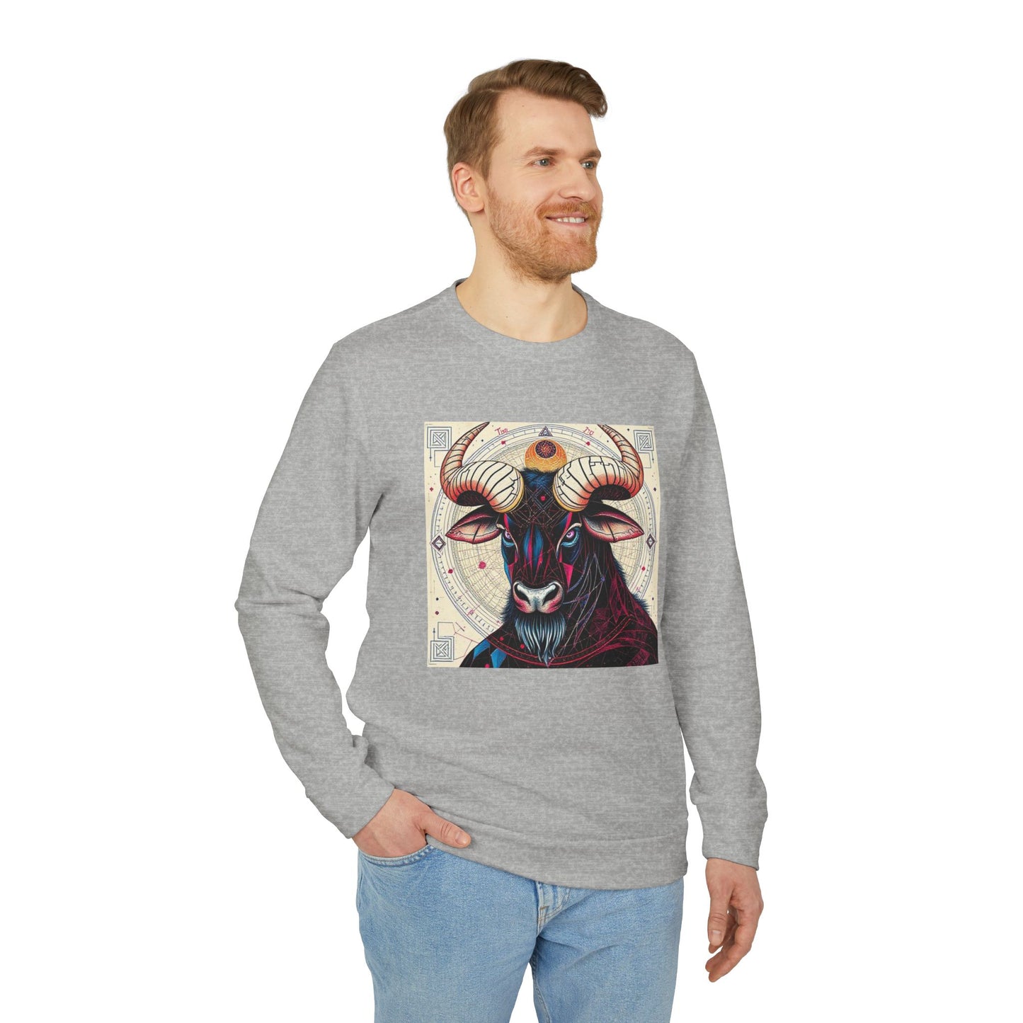 Adidas, Unisex Fleece Crewneck Sweatshirt, Taurus, Pop Art v1, Zodiac
