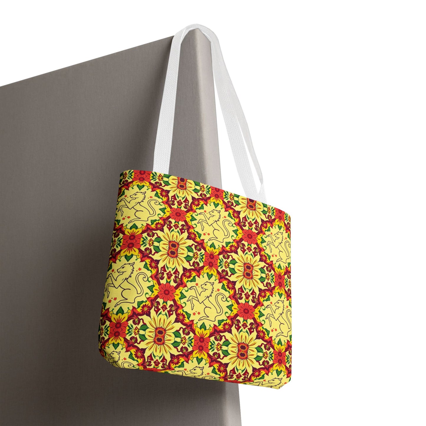 Tote Bag, (AOP), Virgo, Zodiac, Flower Pattern
