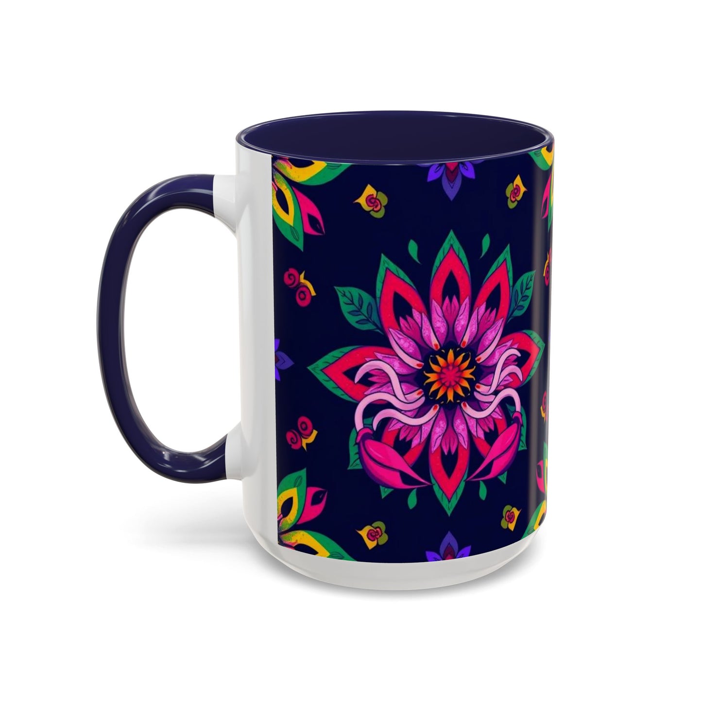 Accent Coffee Mug, Scorpio, Zodiac v4. Flower Pattern, (11, 15oz)