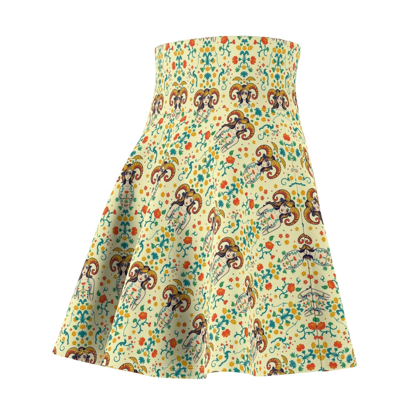 Women's Skater Skirt, (AOP), Aries, Zodiac v3, Sexy Pattern