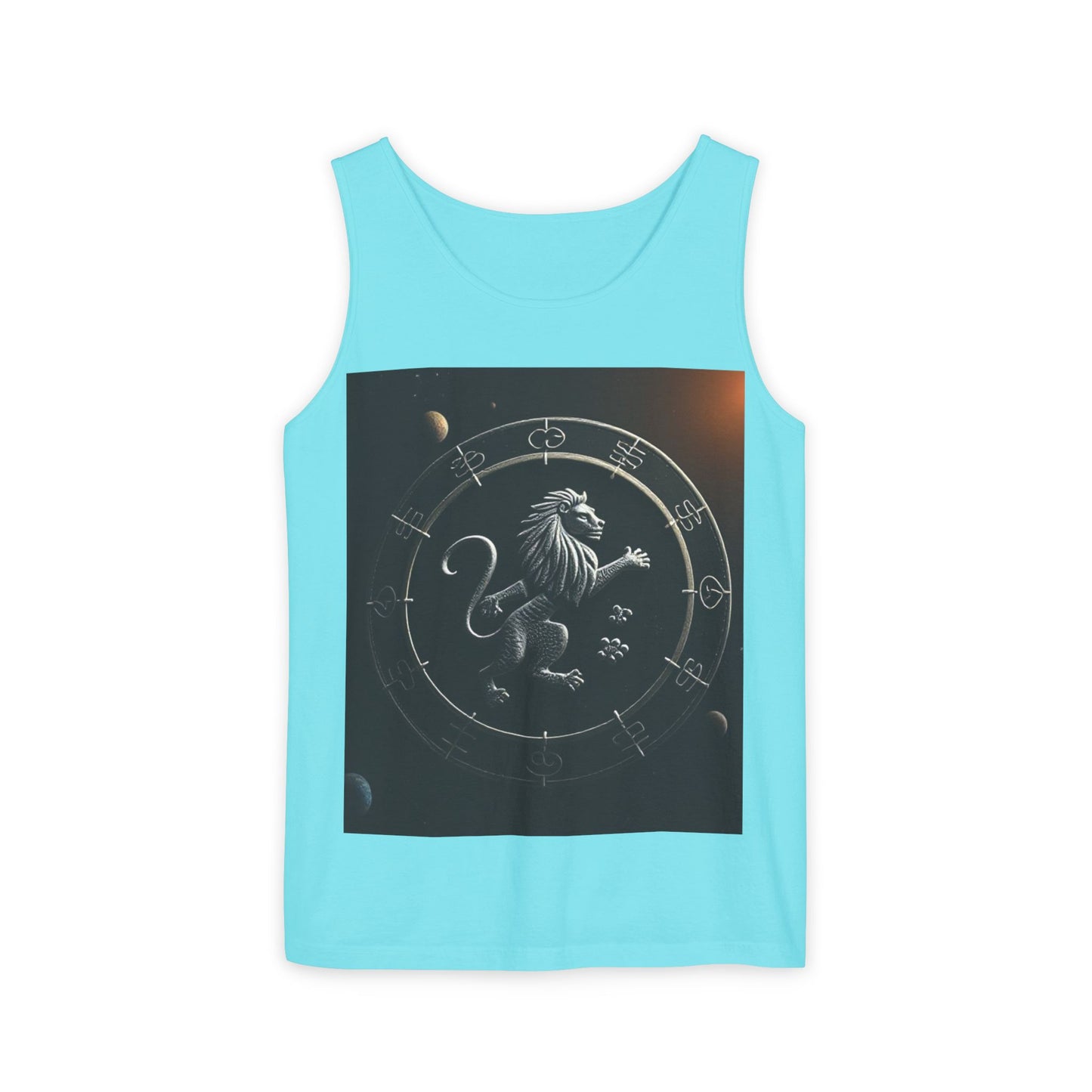 Unisex Garment-Dyed, Tank Top, Leo Design, Space Animal, 100% US cotton