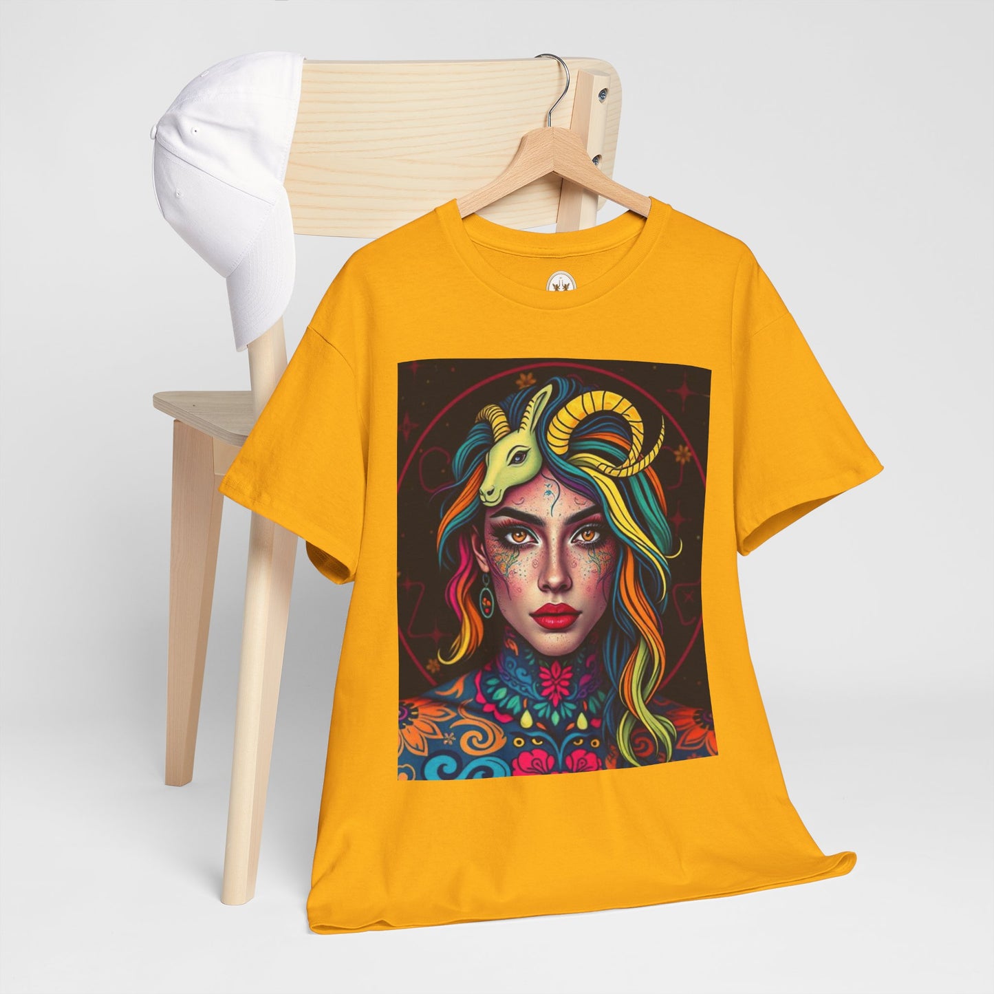 Unisex Heavy Cotton T-Shirt, Capricorn, Zodiac v2, Sexy Art