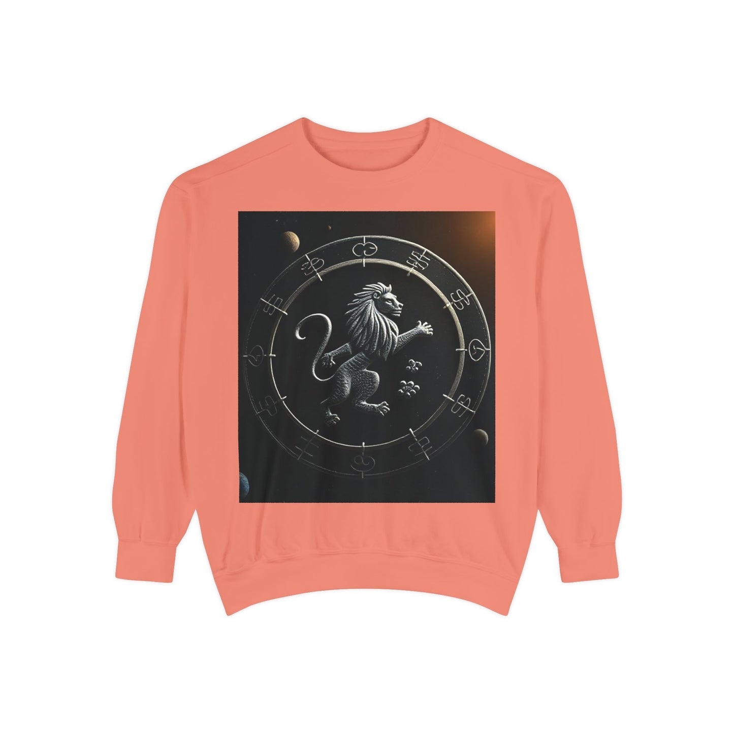 Garment-Dyed Sweatshirt, Unisex, Space Animal Design, Leo