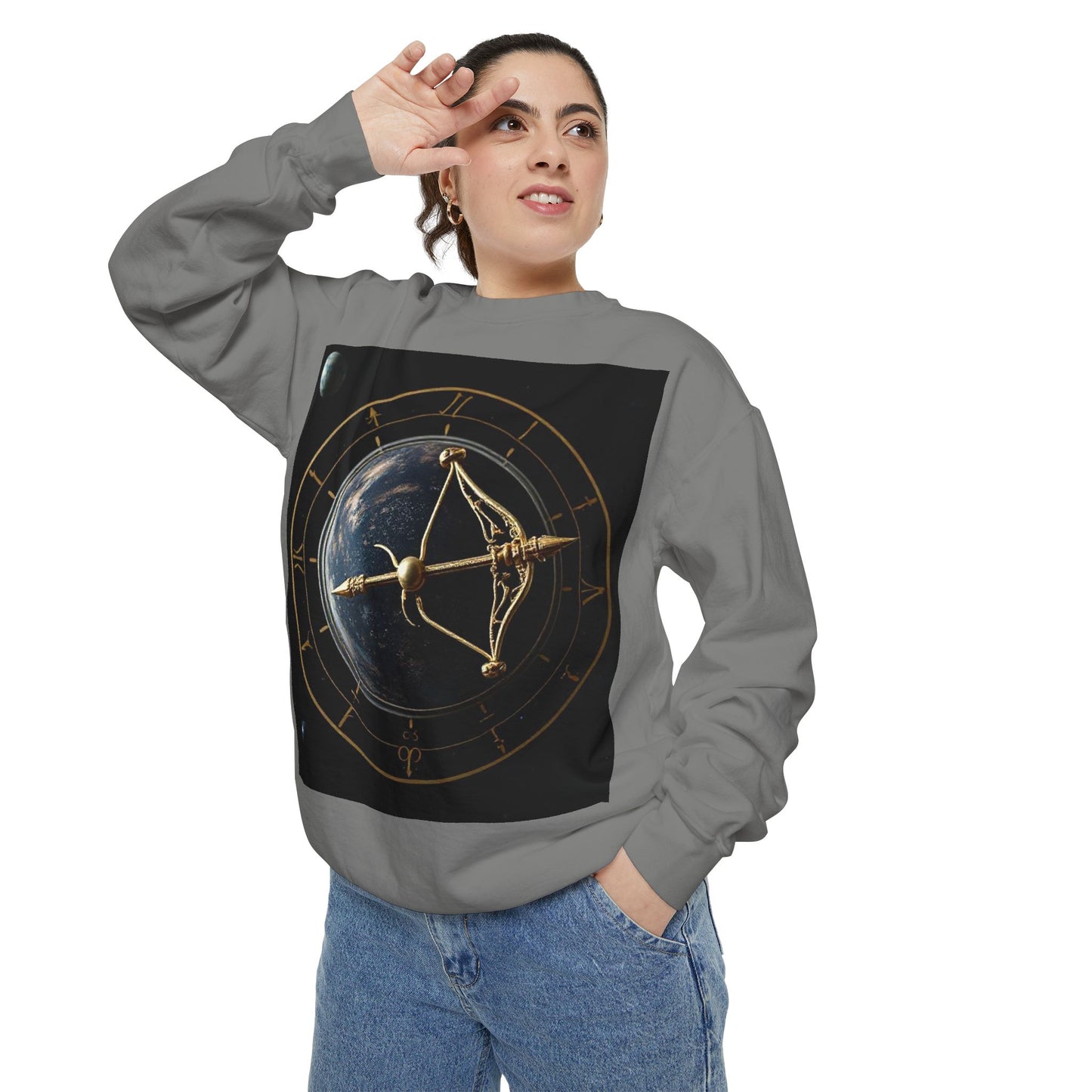 Garment-Dyed Sweatshirt, Unisex, Space Symbol Design v1, Sagittarius