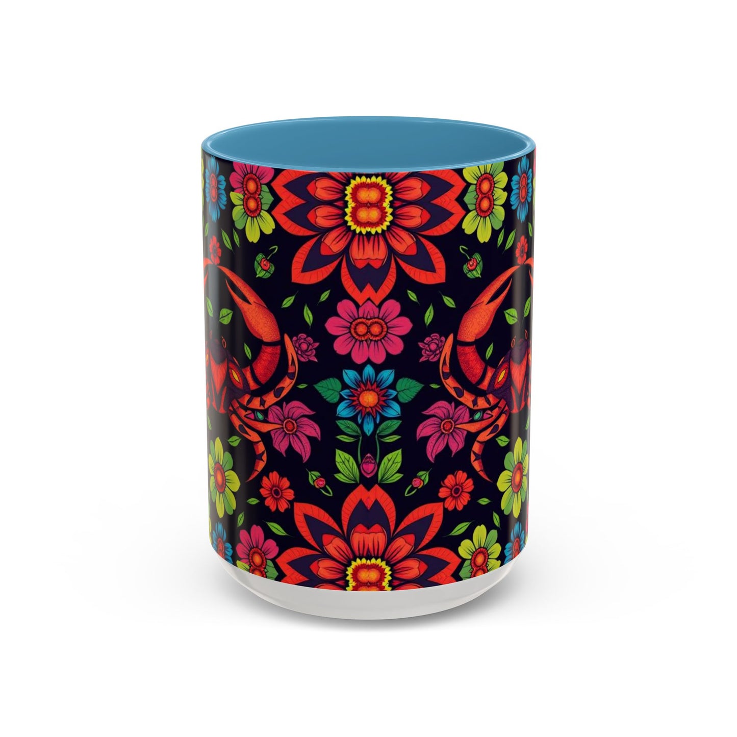 Accent Coffee Mug, Cancer, Zodiac v4, Flower Pattern, (11, 15oz)