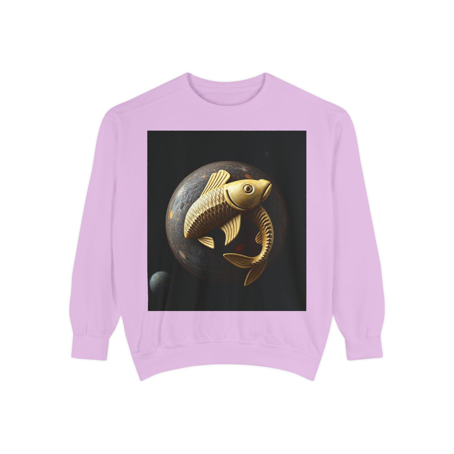 Garment-Dyed Sweatshirt, Unisex, Space Animal Design v1, Pisces