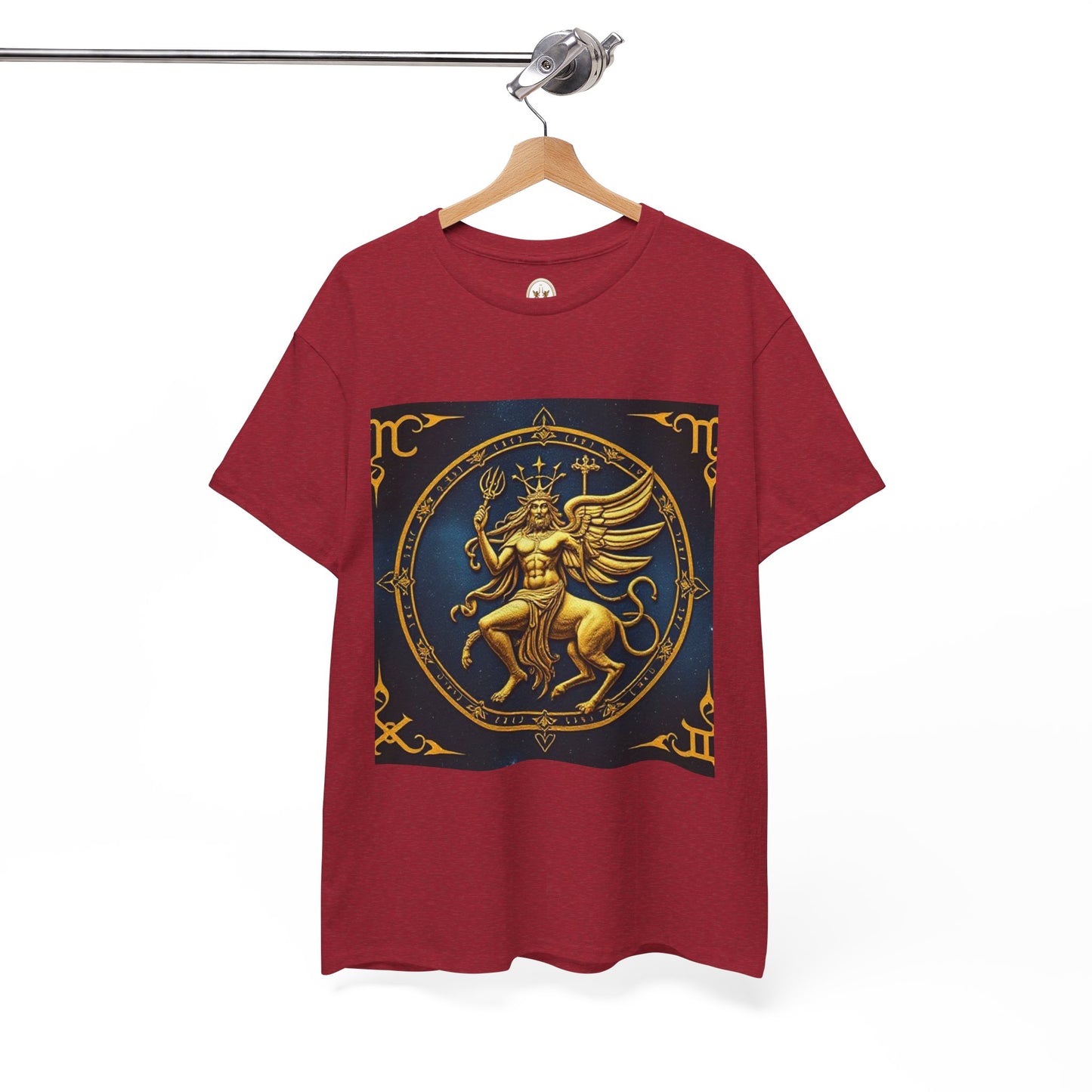 Unisex Heavy Cotton T-Shirt, Gold Angel, Symbol, Virgo Zodiac Design