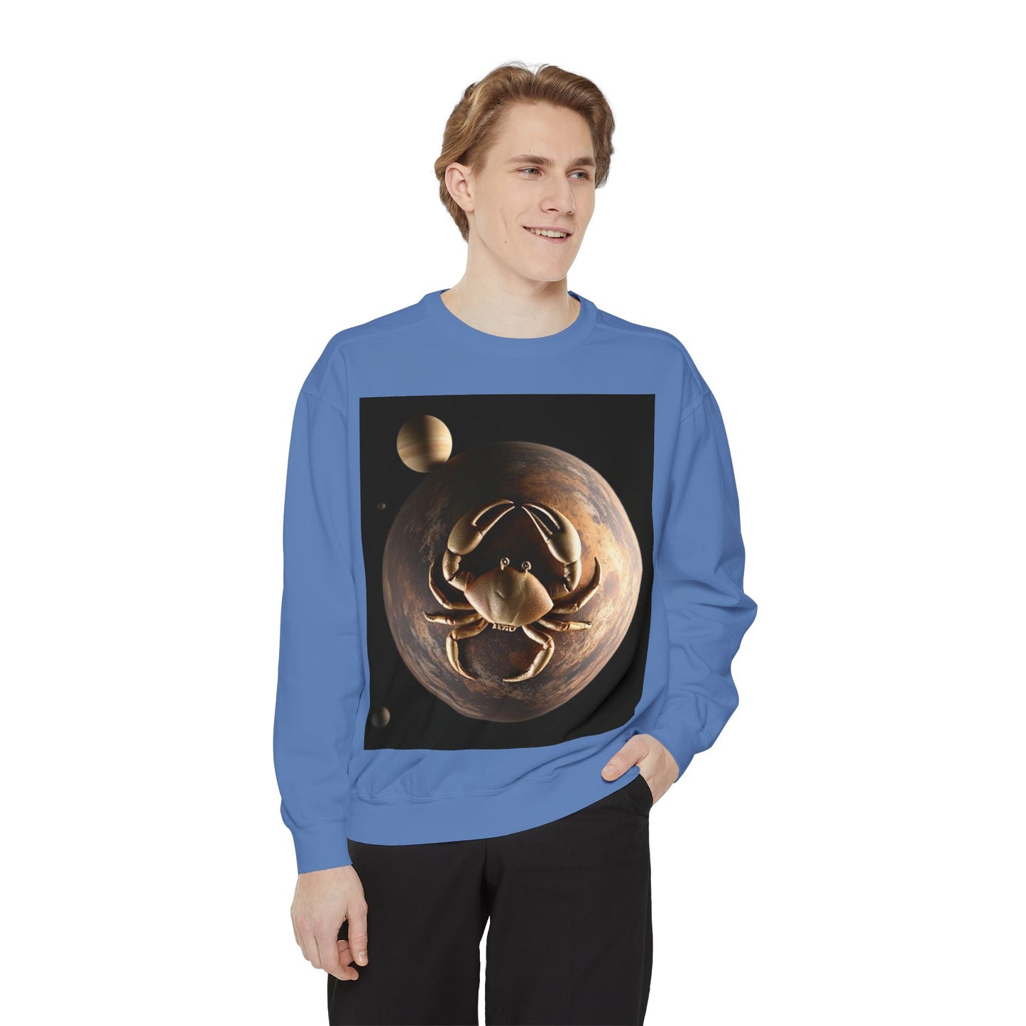 Garment-Dyed Sweatshirt, Unisex, Space Animal Design v1, Cancer