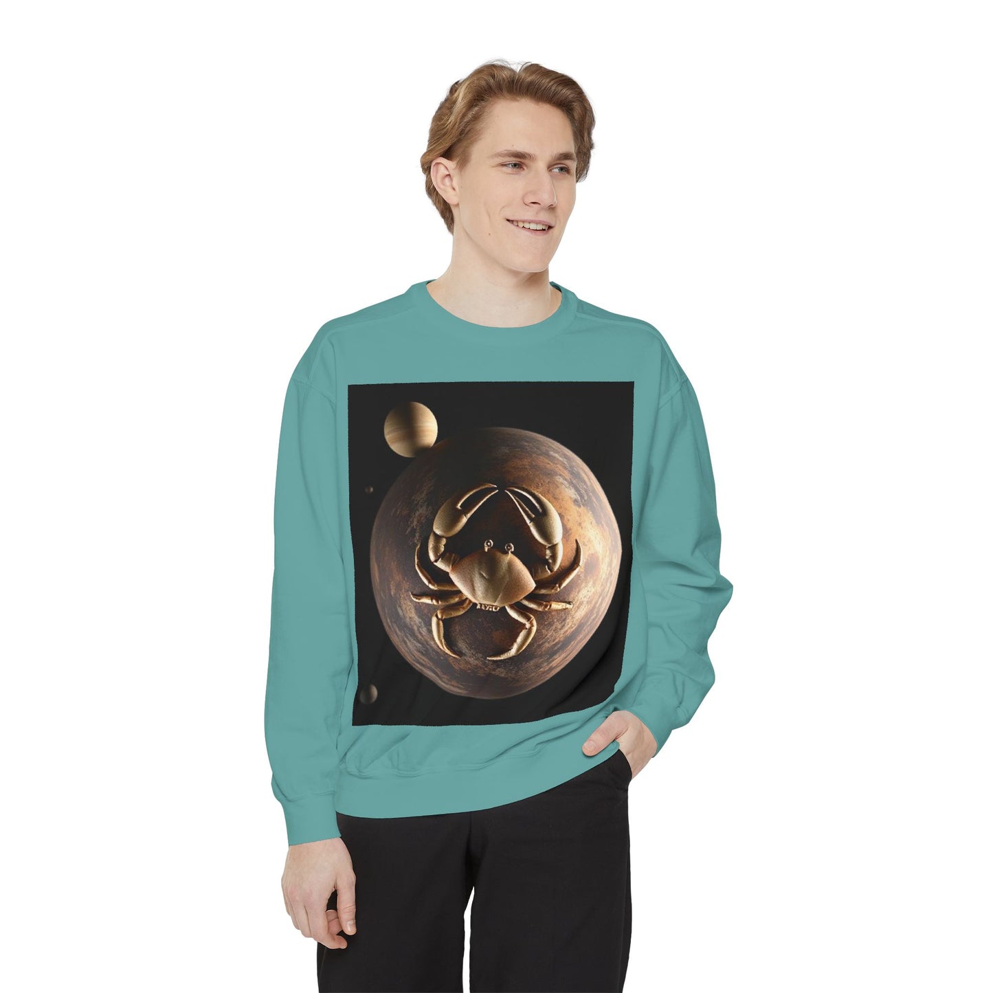 Garment-Dyed Sweatshirt, Unisex, Space Animal Design v1, Cancer