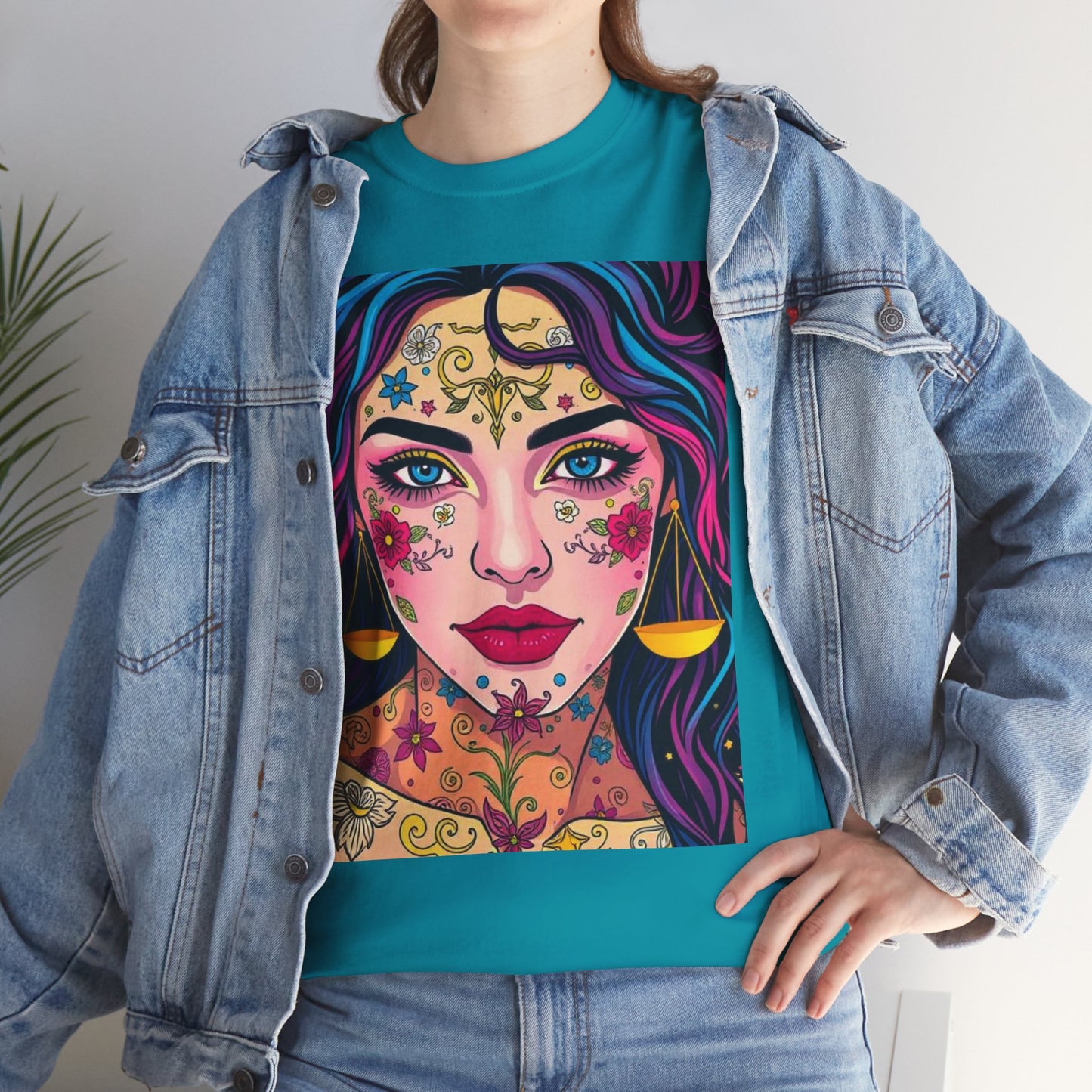 Unisex Heavy Cotton T-Shirt, Libra, Zodiac v4, Sexy Art