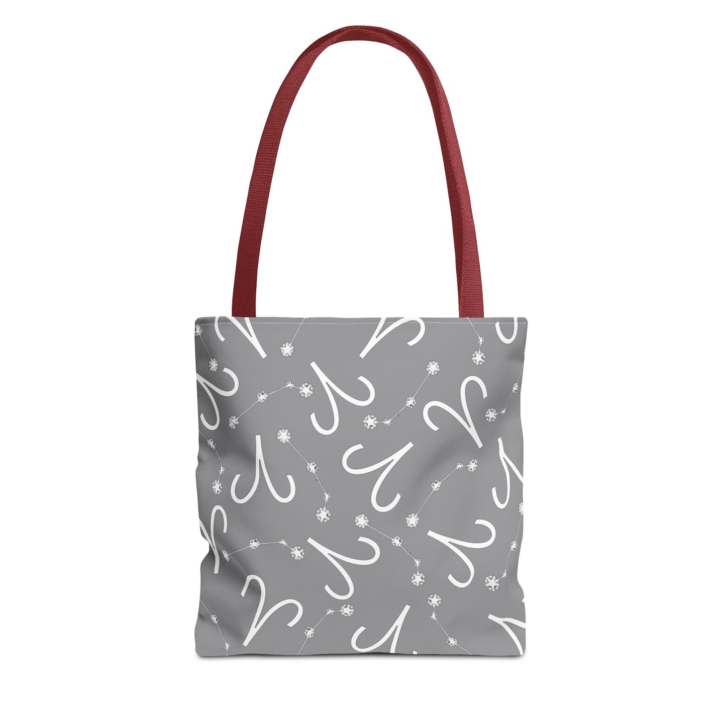 Tote Bag, Aries Zodiac Sign, AOP, (Grey, White)