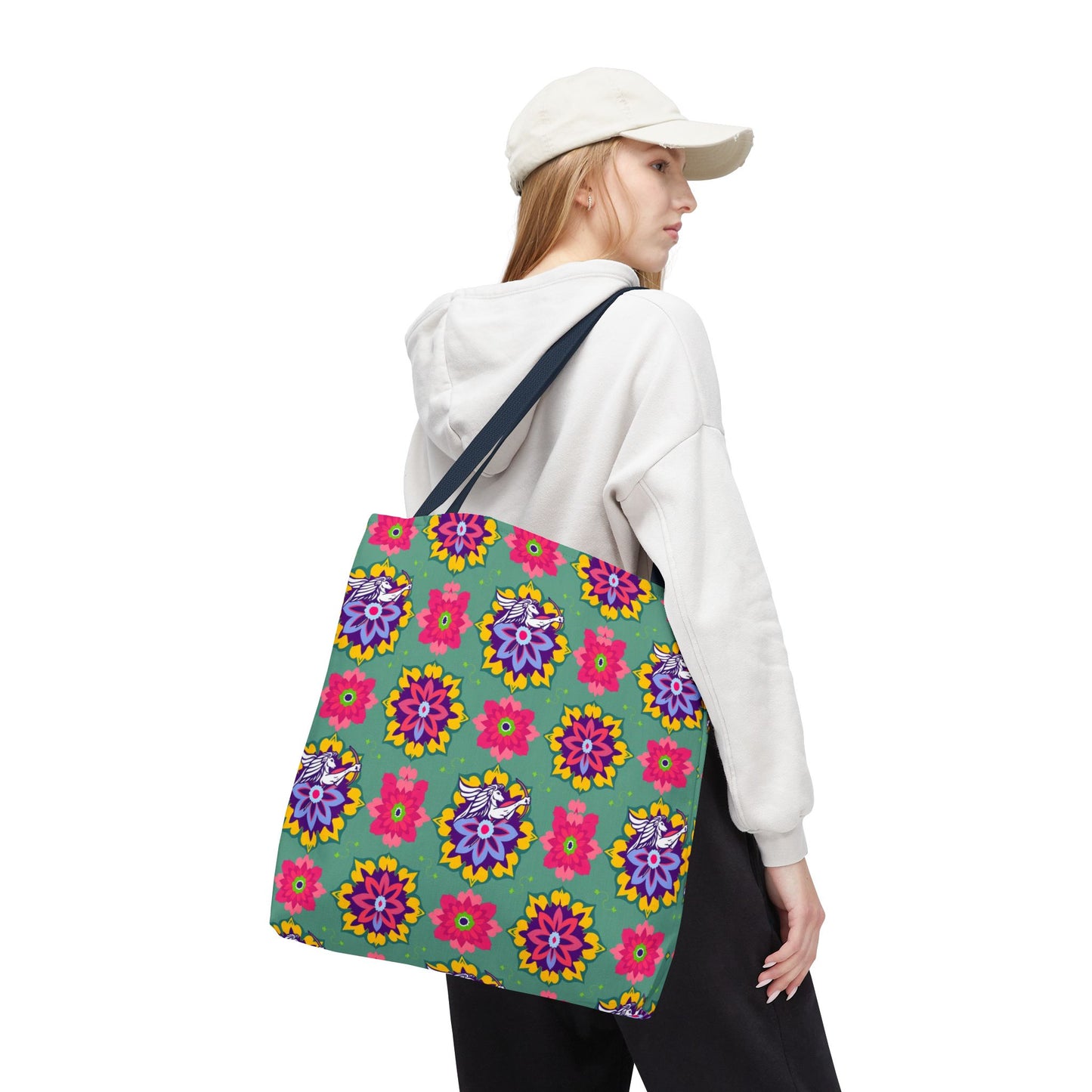 Tote Bag, (AOP), Sagittarius, Zodiac v4, Flower Pattern