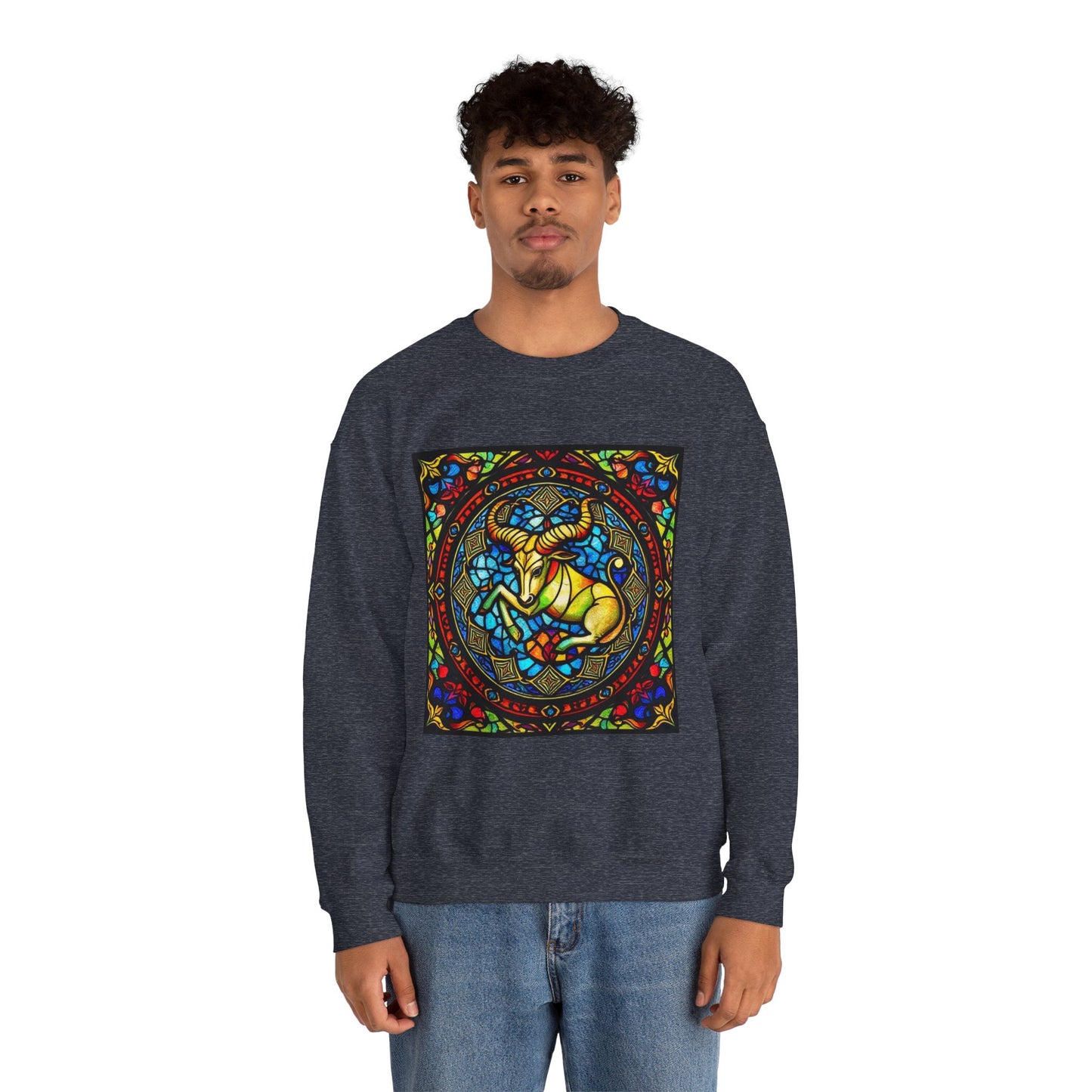 Unisex Heavy Blend™ Crewneck Sweatshirt, Glass, Taurus Zodiac Design