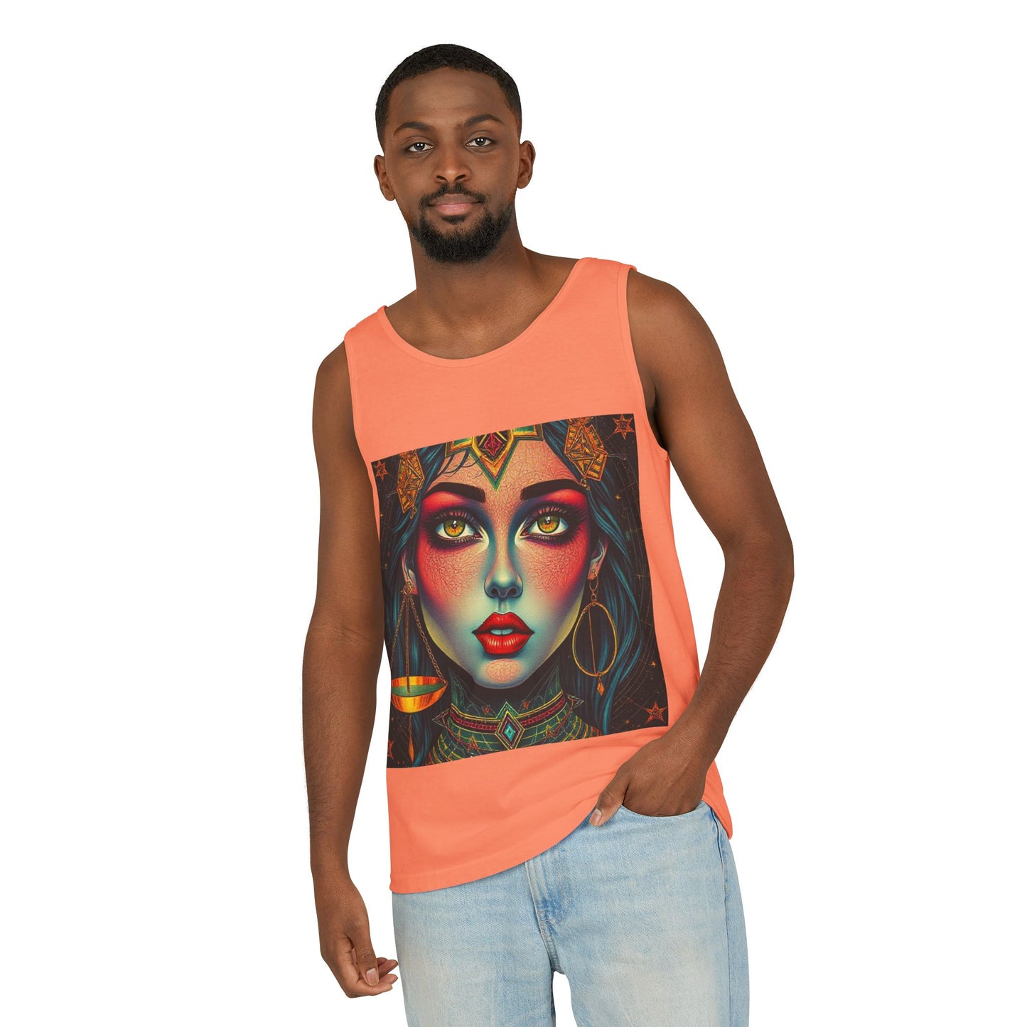 Unisex Garment-Dyed, Tank Top, Libra Design, Pop Art, 100% US cotton