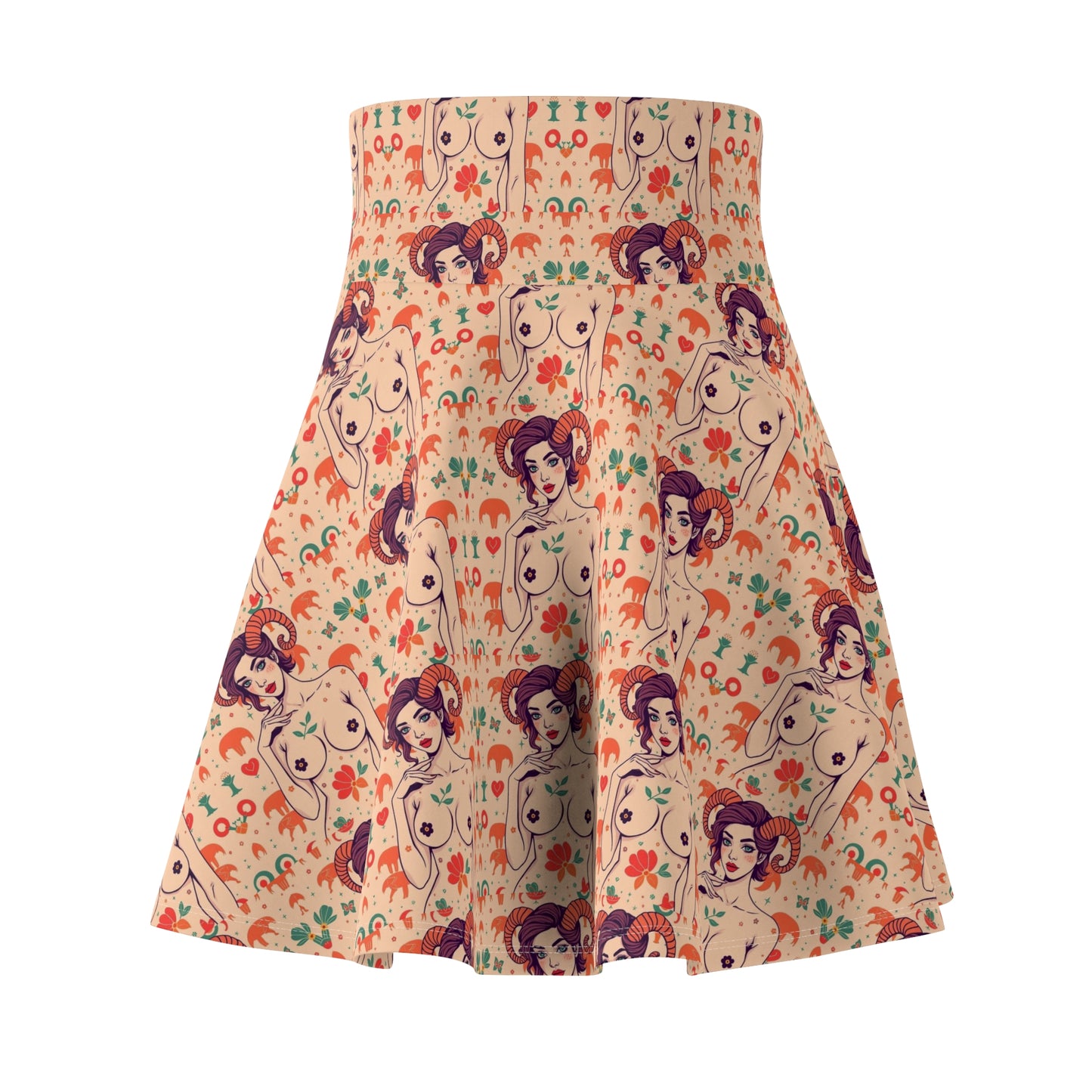 Women's Skater Skirt, (AOP), Aries, Zodiac v2, Sexy Pattern