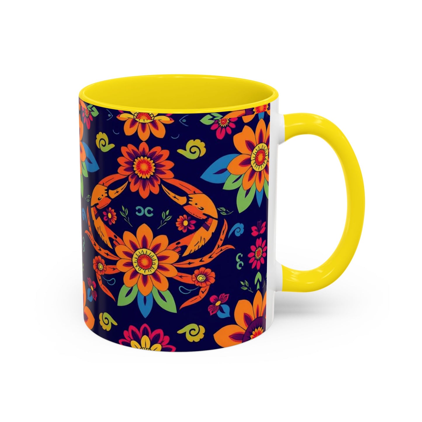 Accent Coffee Mug, Cancer, Zodiac, Flower Pattern, (11, 15oz)