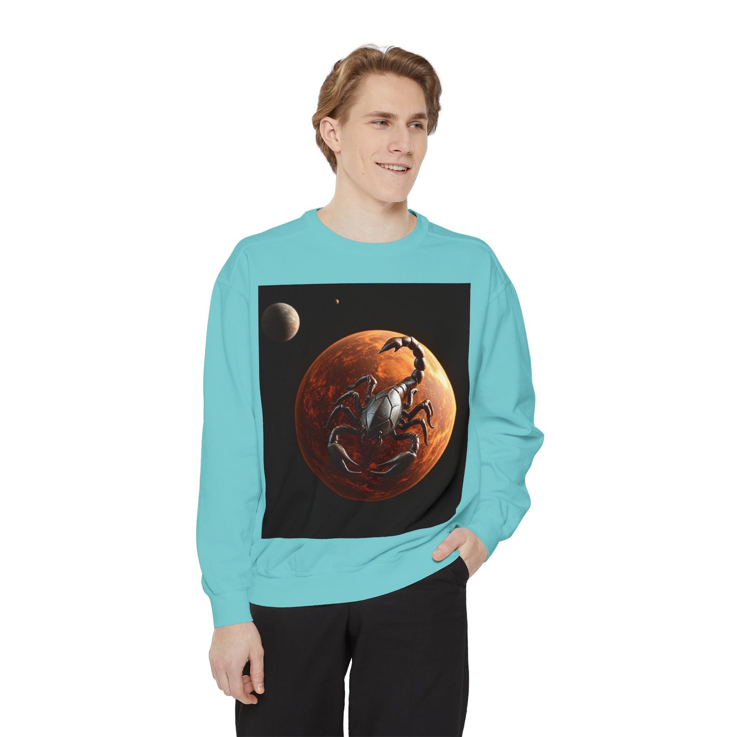 Garment-Dyed Sweatshirt, Unisex, Space Animal Design, Scorpio