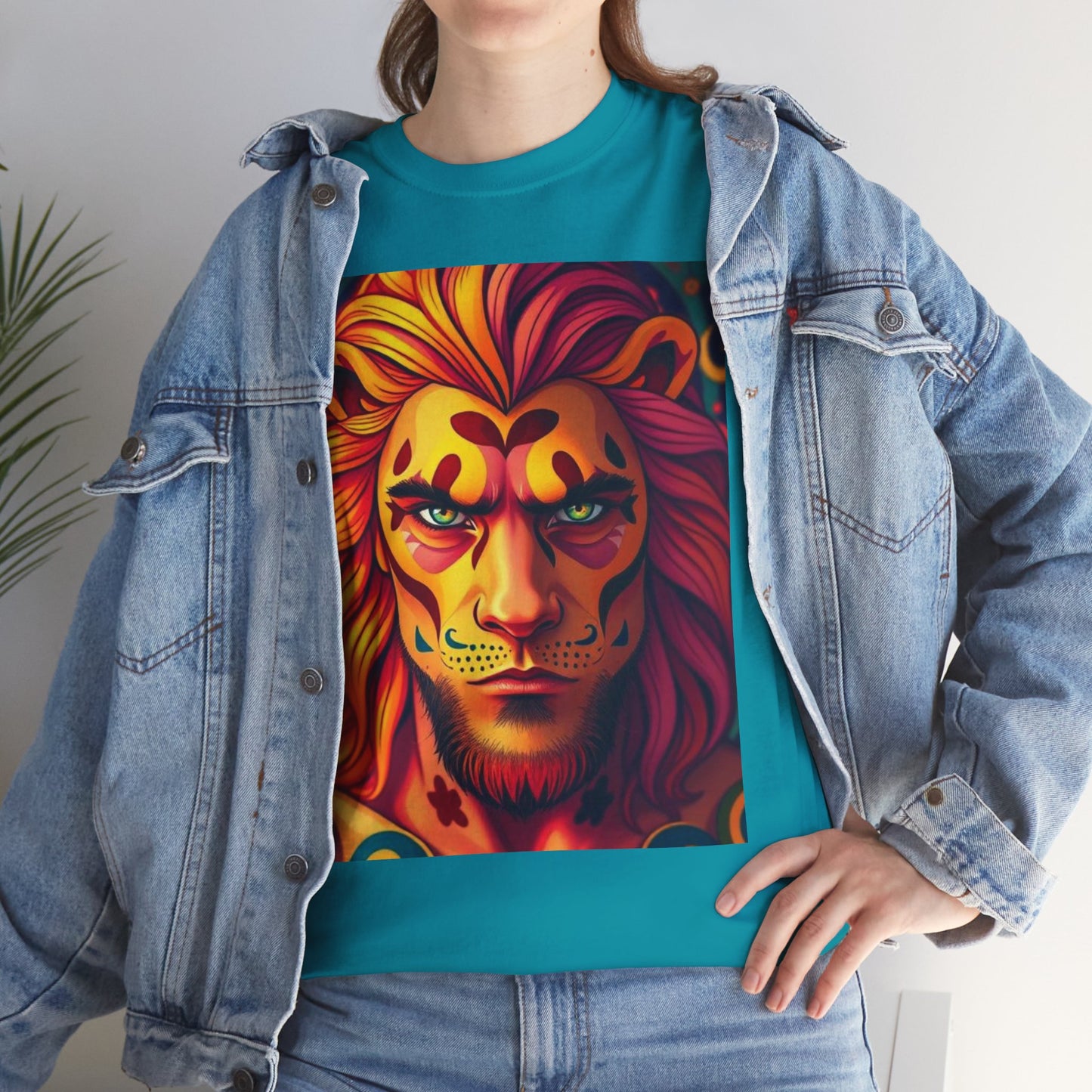 Unisex Heavy Cotton T-Shirt, Leo, Zodiac v2, Sexy Art