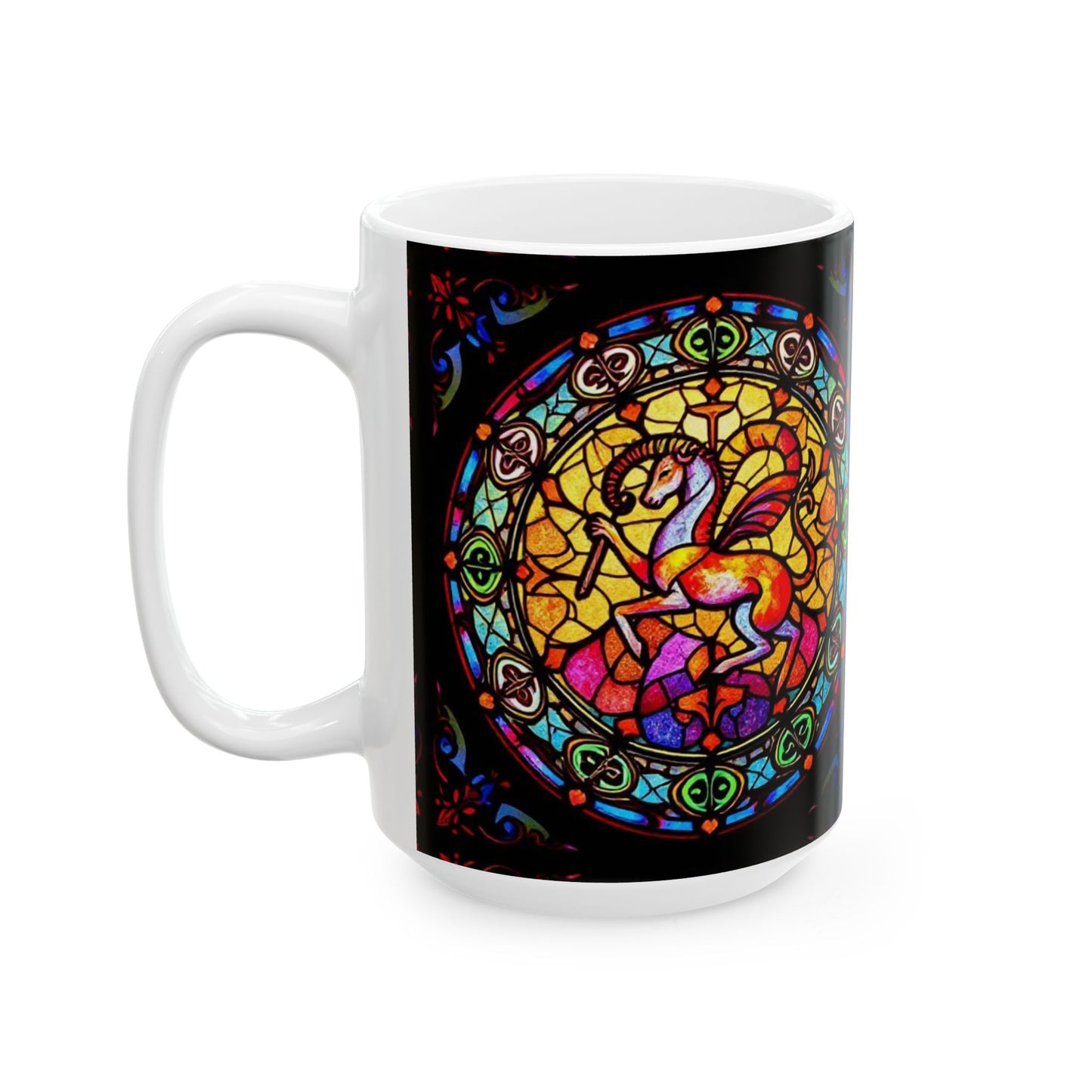 Ceramic Mug, (11oz, 15oz), Ceramic Coffee Mug, AOP, Glass Design, Aries Zodiac