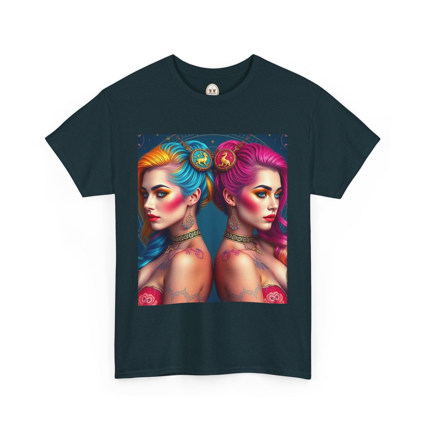 Unisex Heavy Cotton T-Shirt, Gemini, Zodiac v2, Sexy Art