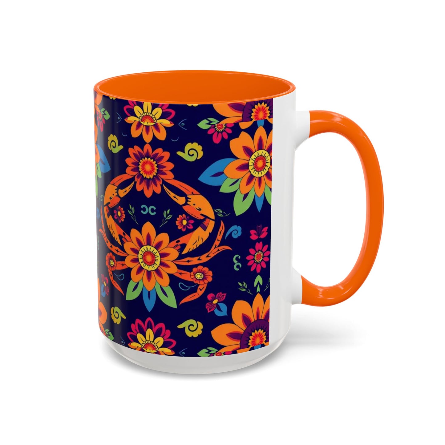 Accent Coffee Mug, Cancer, Zodiac, Flower Pattern, (11, 15oz)