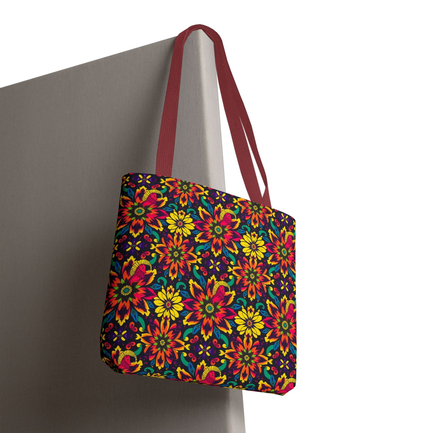 Tote Bag, (AOP), Capricorn, Zodiac, Flower Pattern