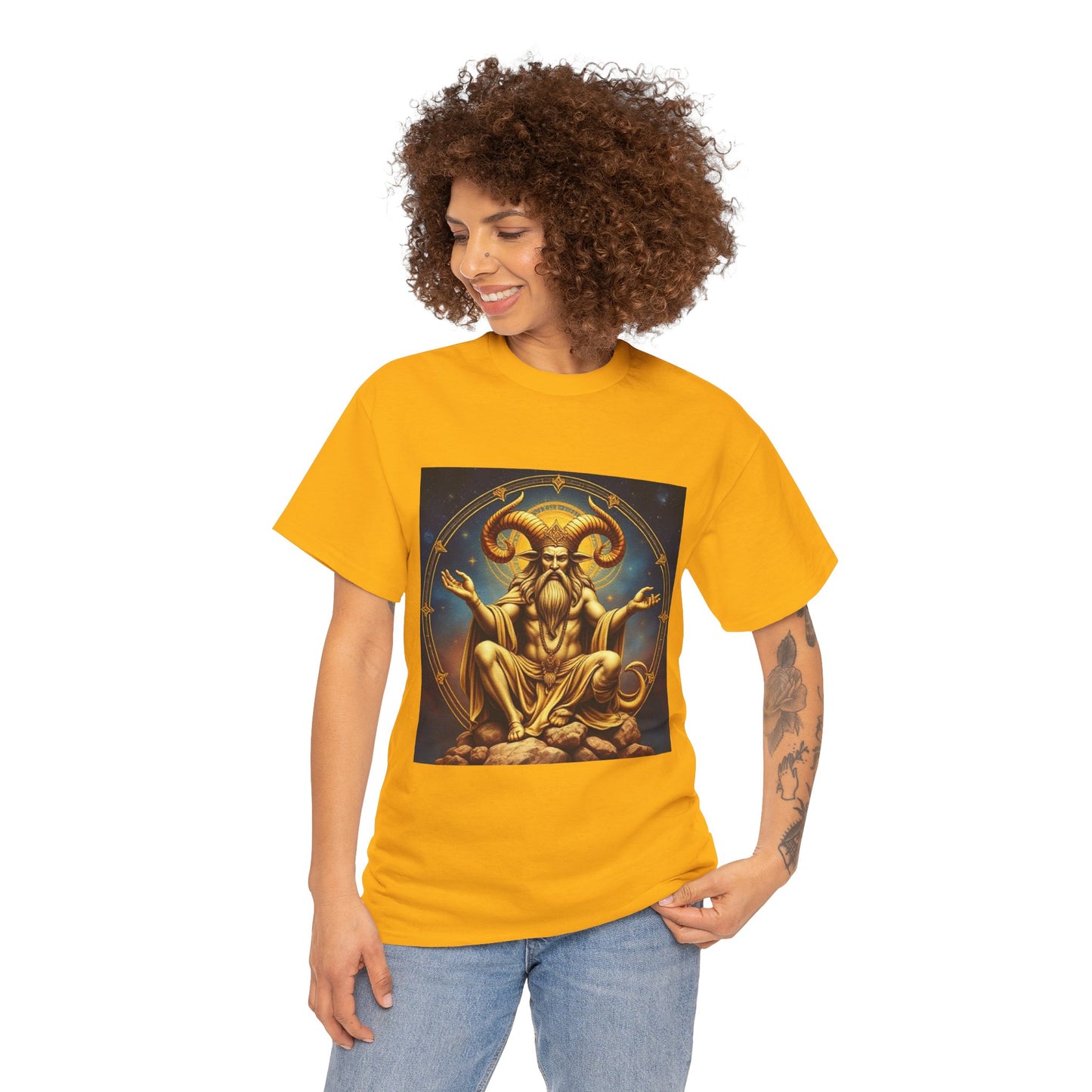 Unisex Heavy Cotton T-Shirt, On The Throne, Taurus Zodiac Design