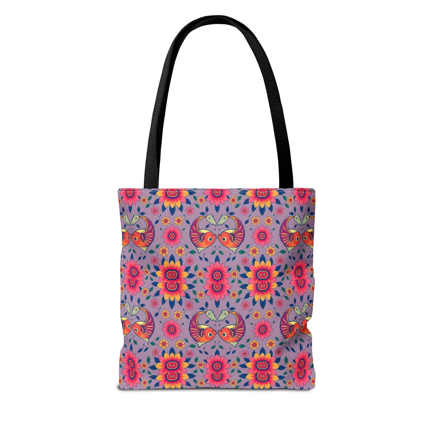 Tote Bag (AOP), Pisces, Zodiac v2, Flower Pattern