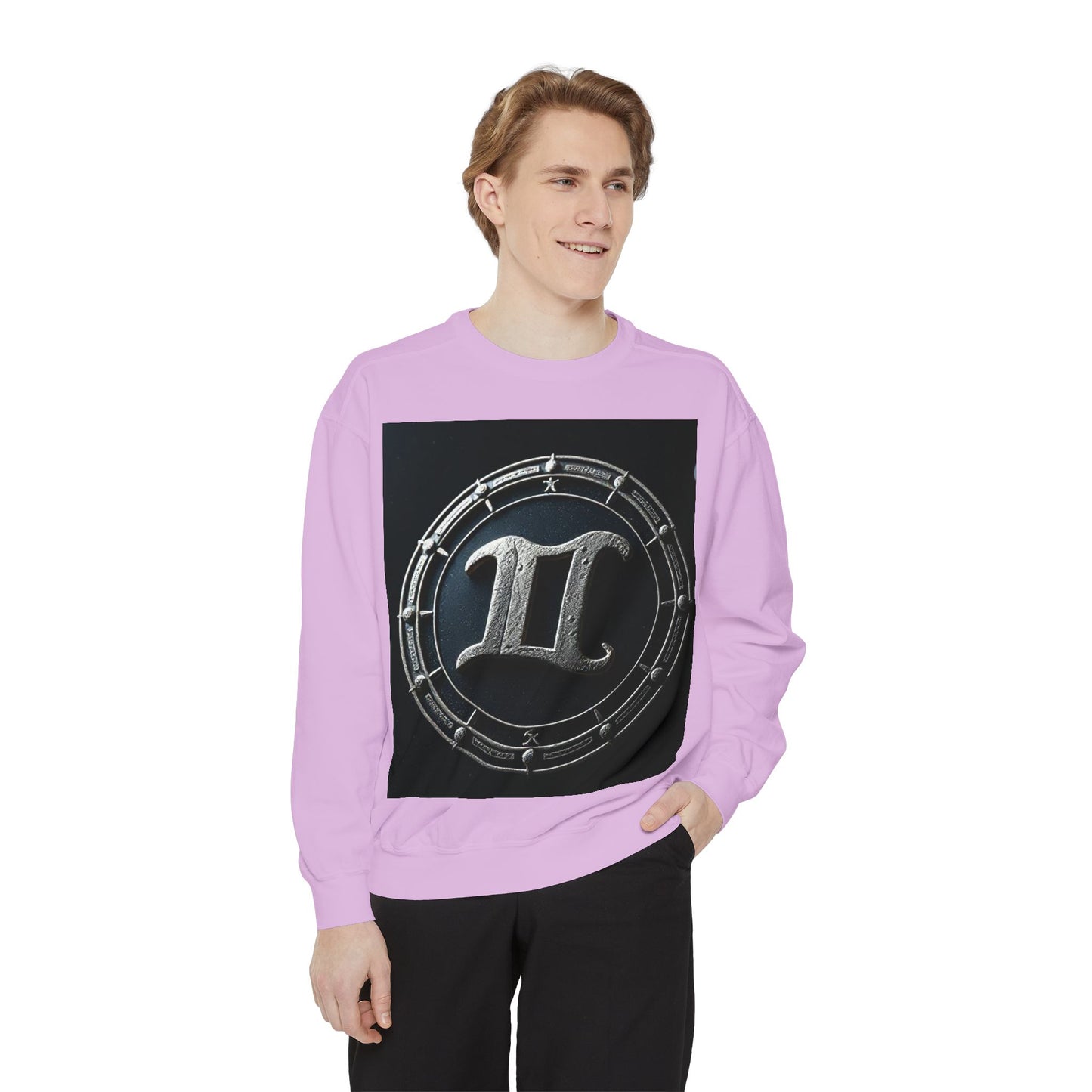 Garment-Dyed Sweatshirt, Unisex, Space Symbol Design v1, Gemini