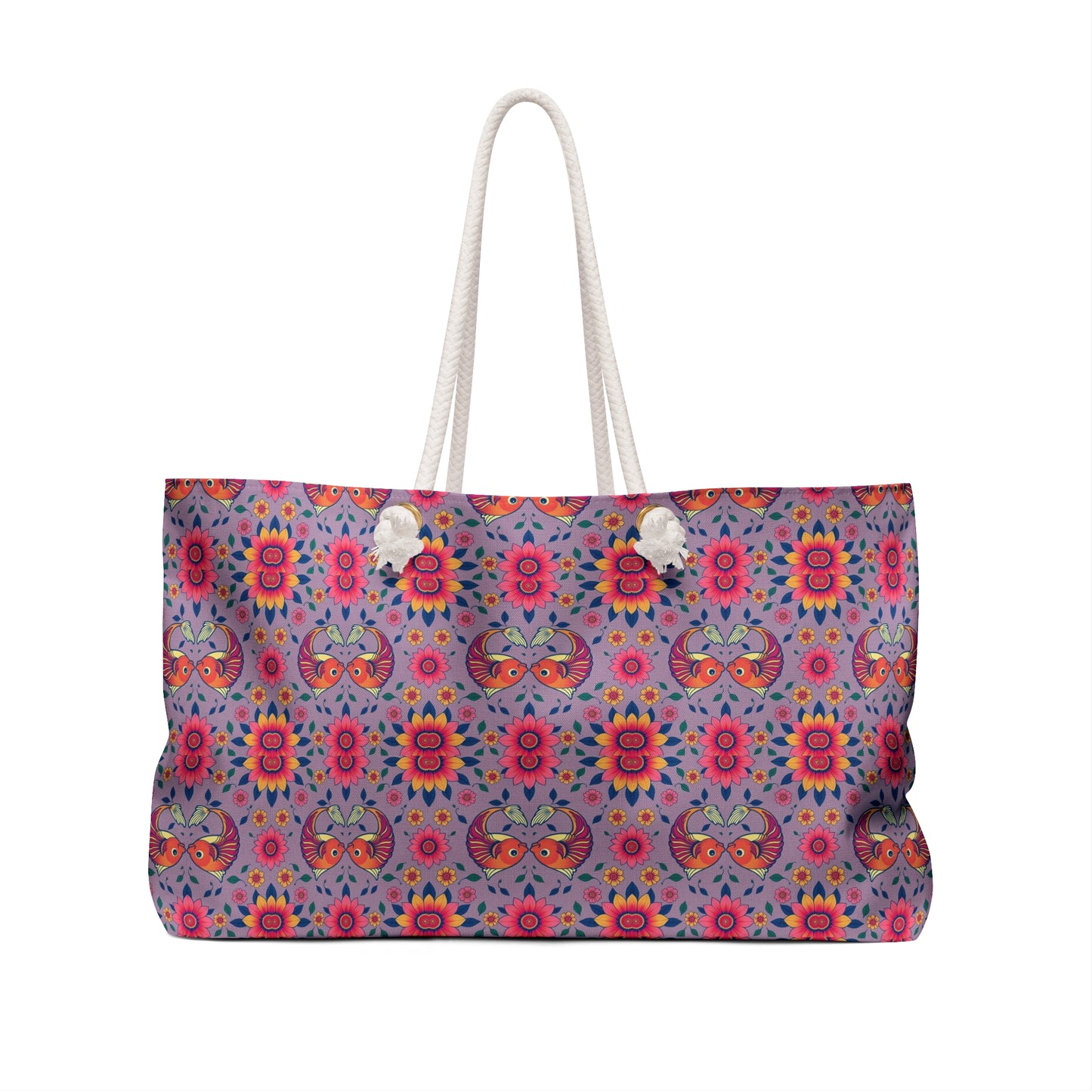 Weekender Bag, Pisces, Zodiac v3, Flower Pattern