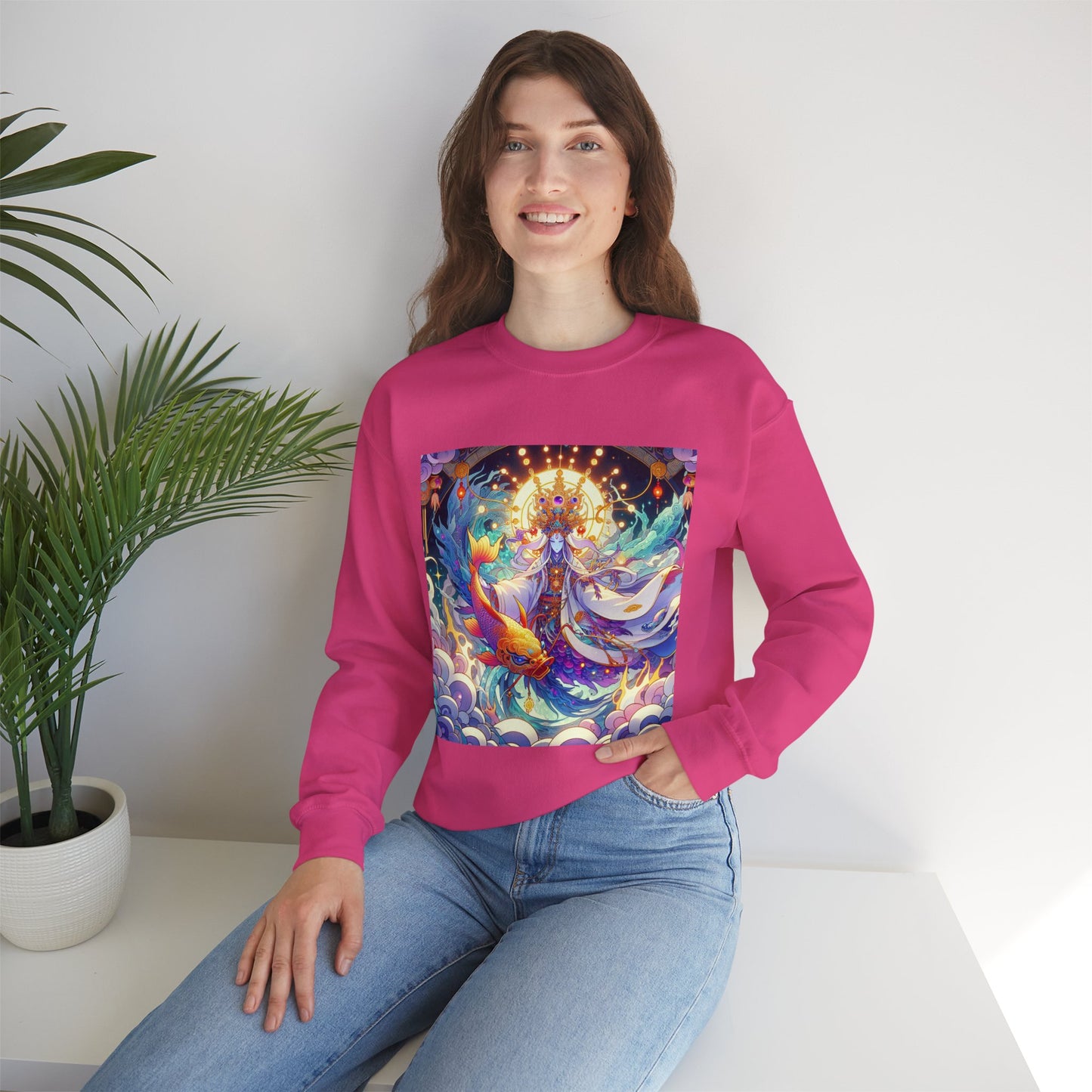 Unisex Heavy Blend™ Crewneck Sweatshirt, Anime Pisces King, Zodiac Design
