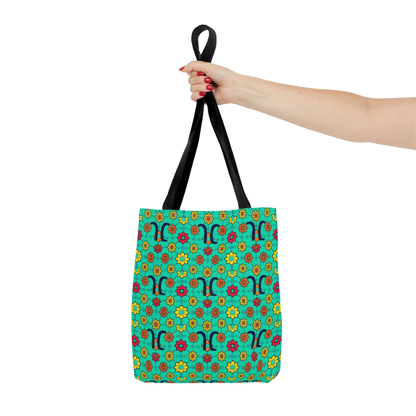 Tote Bag, (AOP), Aquarius, Zodiac, Flower Pattern