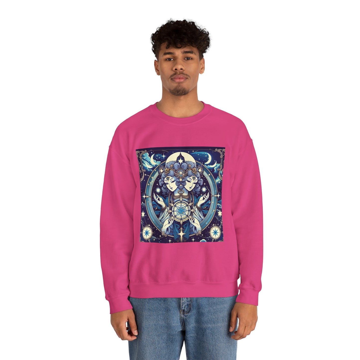 Unisex Heavy Blend™ Crewneck Sweatshirt,Twin Body, Gemini Zodiac Design