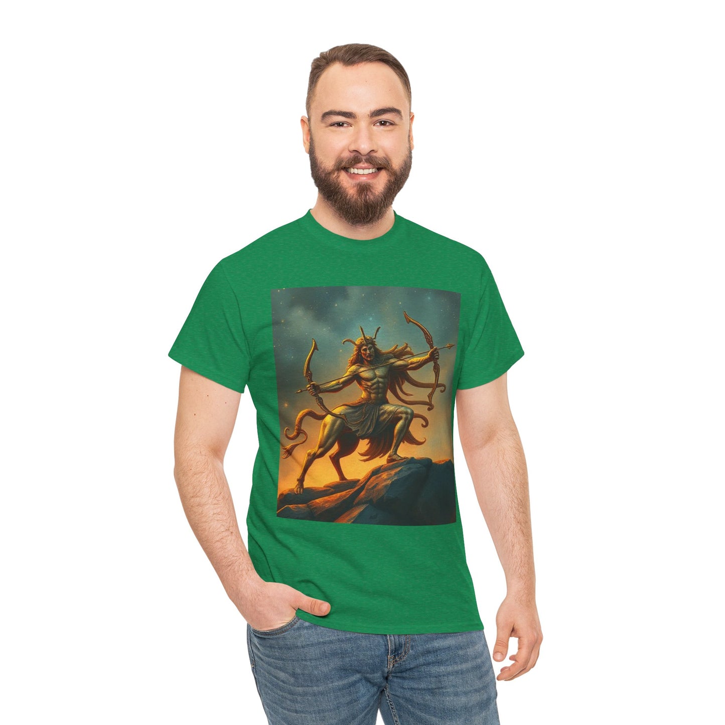 Unisex Heavy Cotton T-Shirt, Arrow Centaur v1, Sagittarius Zodiac Design