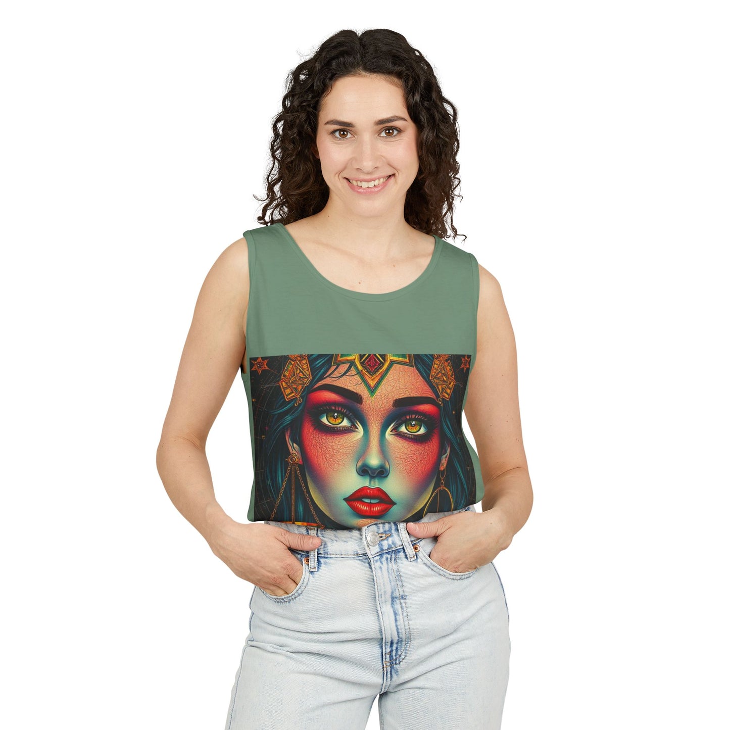 Unisex Garment-Dyed, Tank Top, Libra Design, Pop Art, 100% US cotton