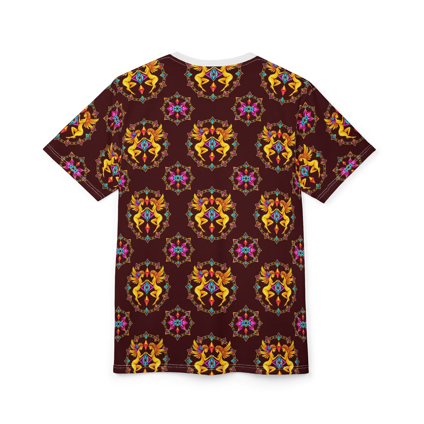 Unisex Cut & Sew T-Shirt, (AOP), Gemini, Zodiac v3, Jewels Pattern