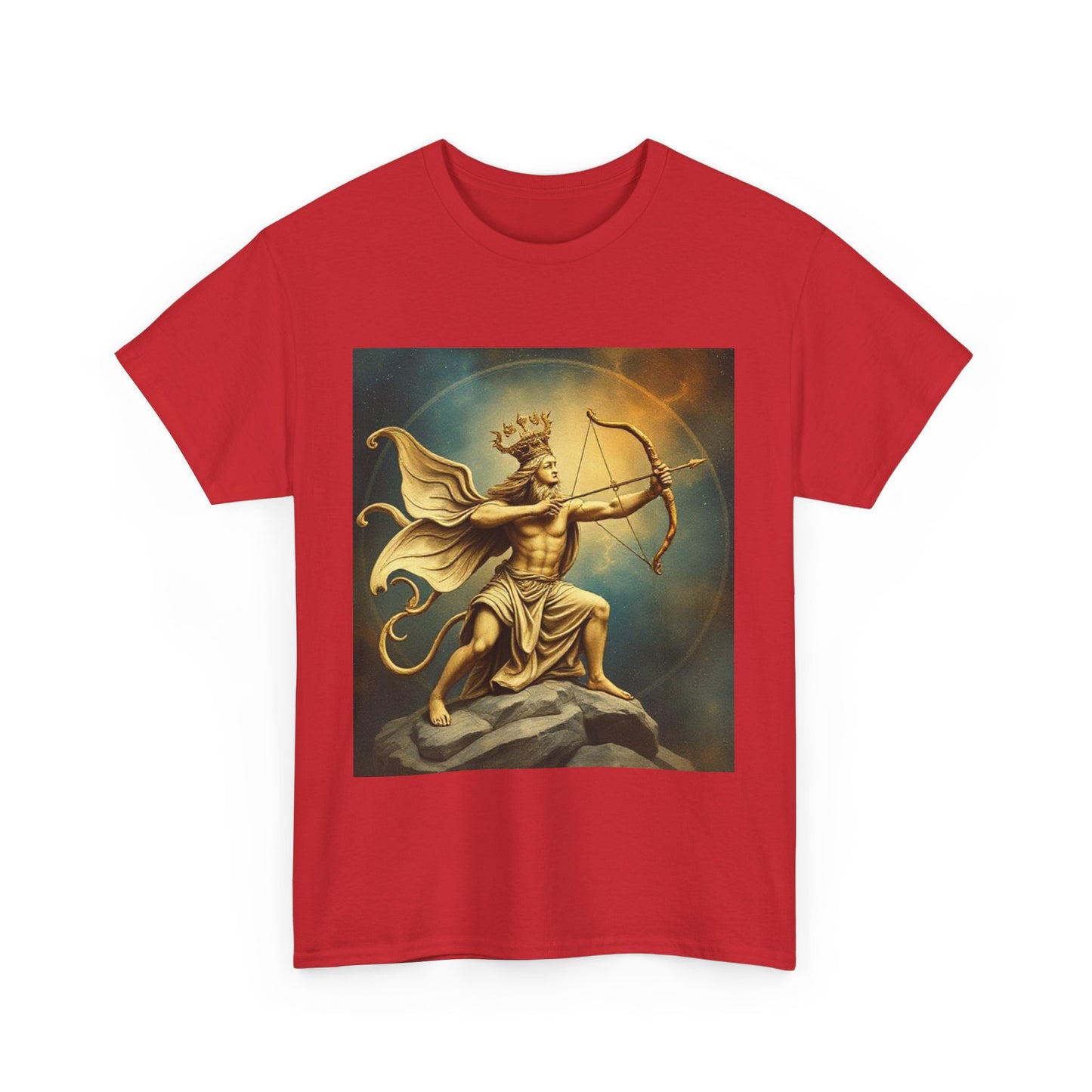 Unisex Heavy Cotton T-Shirt, Sagittarius King, Bow & Arrow v1, Zodiac Design