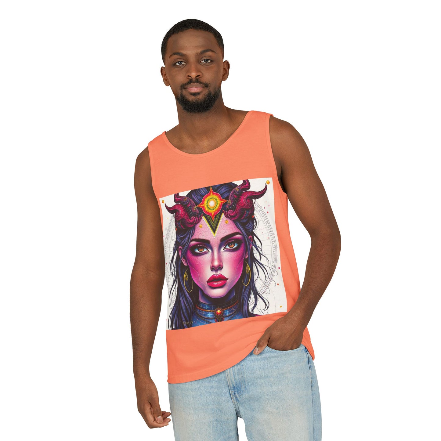 Unisex Garment-Dyed, Tank Top, Virgo Design, Pop Art, 100% US cotton
