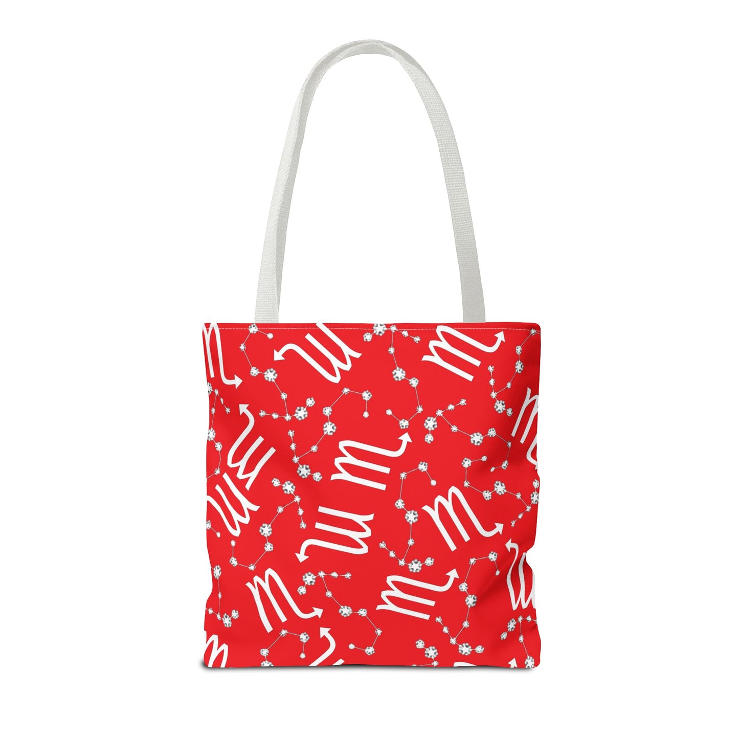 Tote Bag, Scorpio Zodiac Sign, AOP, (Red, White)