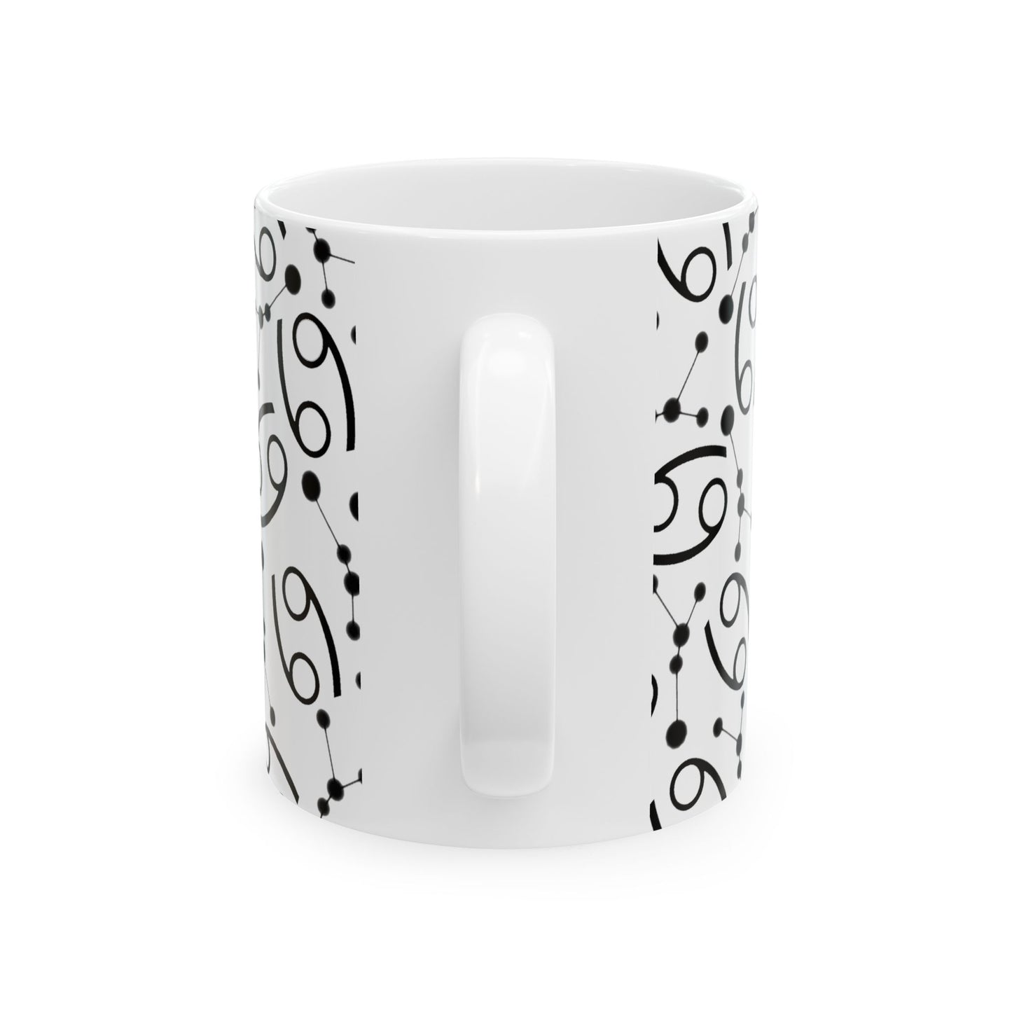 Ceramic Mug, (11oz, 15oz), Ceramic Coffee Mug, AOP, Constellation & Symbol, Cancer Zodiac Design