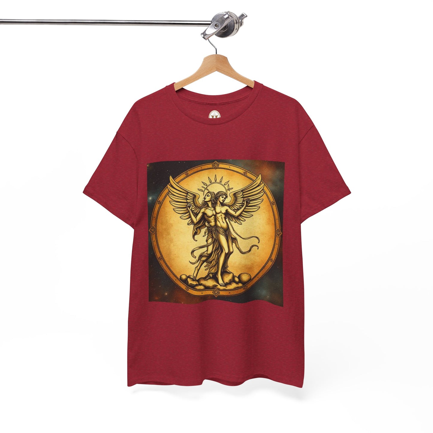 Unisex Heavy Cotton T-Shirt, Angel Twin, Gemini Zodiac Design