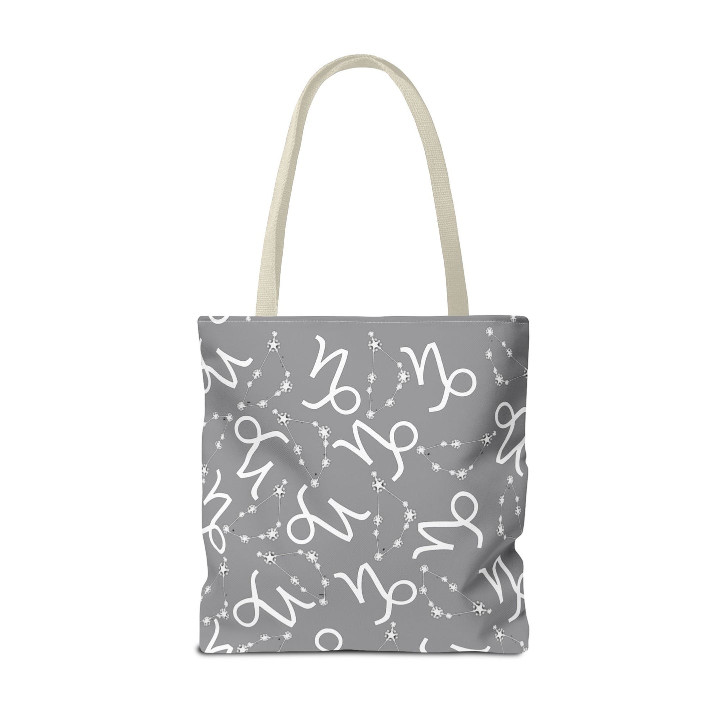 Tote Bag, Capricorn Zodiac Sign, AOP, (Grey, White)