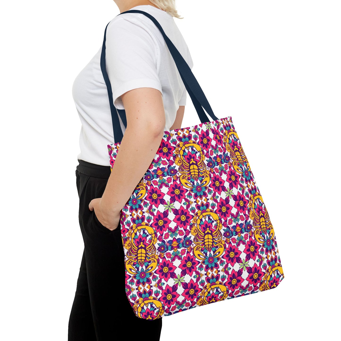 Tote Bag (AOP), Scorpio, Zodiac v1, Flower Pattern