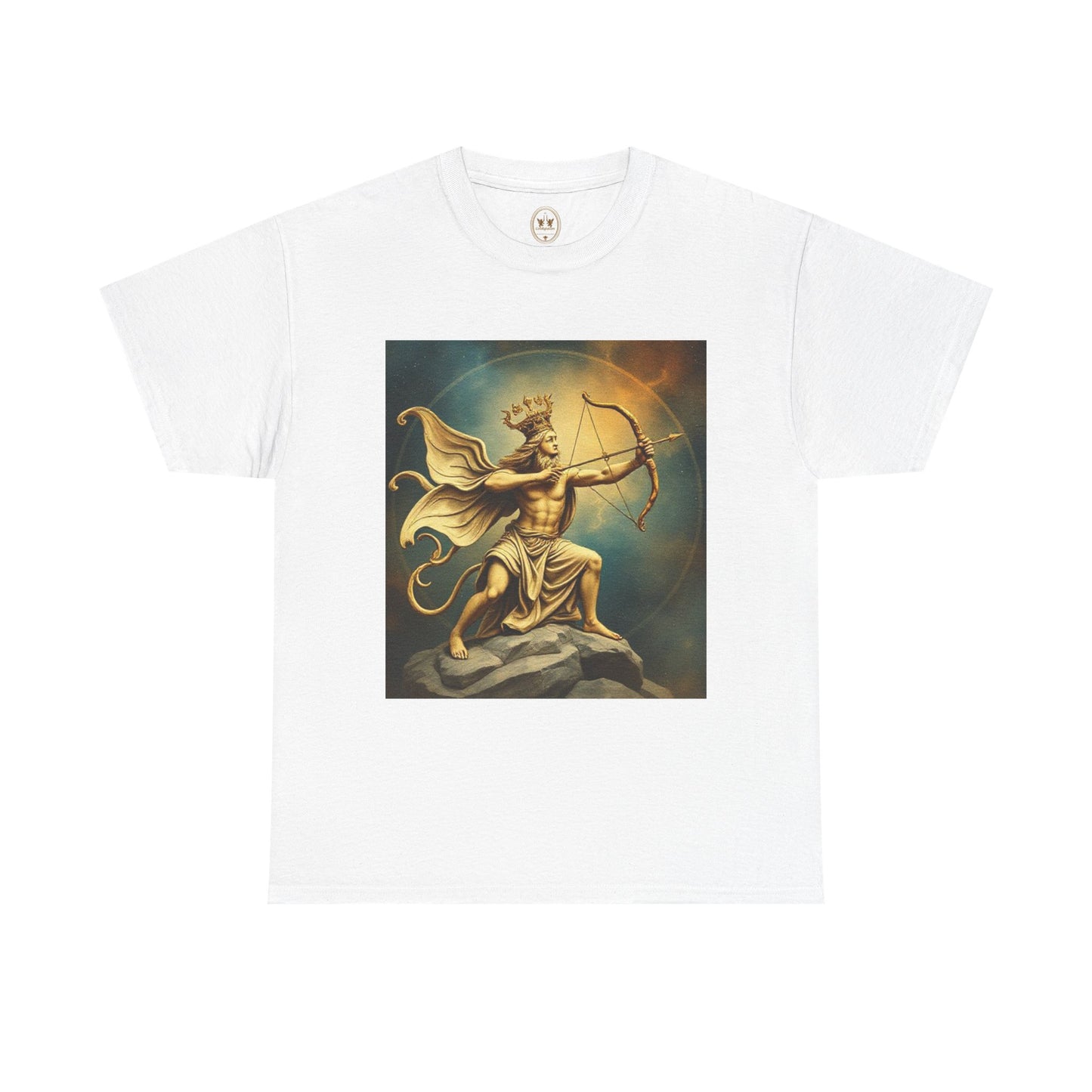 Unisex Heavy Cotton T-Shirt, Sagittarius King, Bow & Arrow v1, Zodiac Design