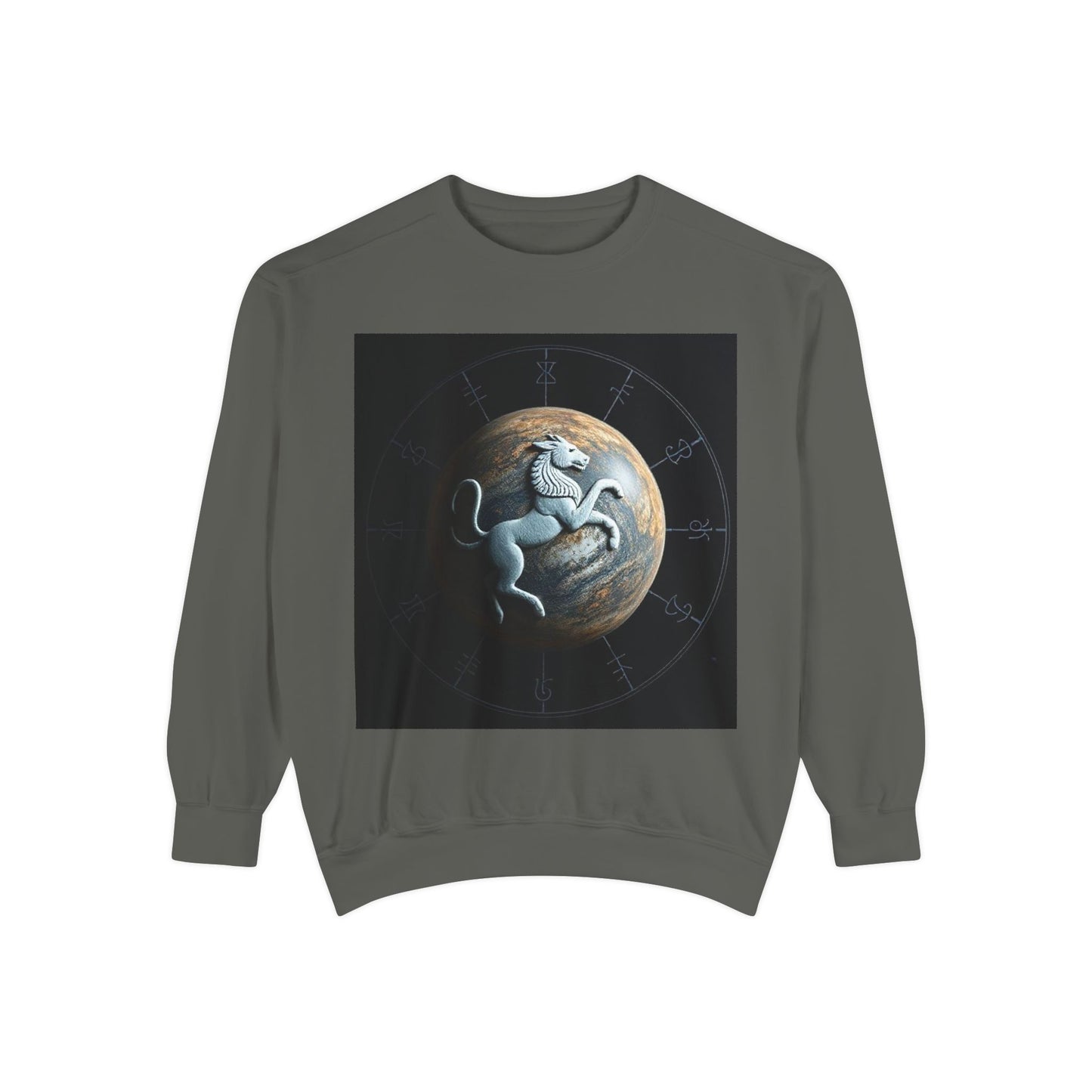 Garment-Dyed Sweatshirt, Unisex, Space Animal Design, Aquarius