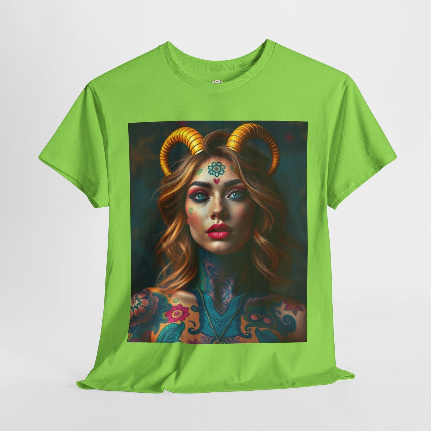 Unisex Heavy Cotton T-Shirt, Capricorn, Zodiac v1, Sexy Art