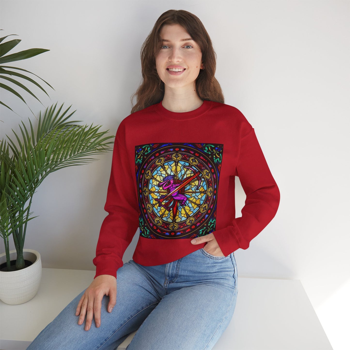 Unisex Heavy Blend™ Crewneck Sweatshirt, Glass 1, Sagittarius Zodiac Design