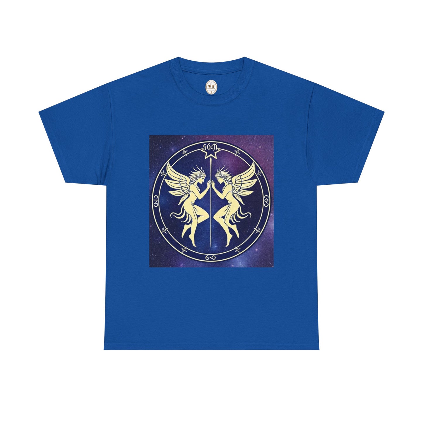 Unisex Heavy Cotton T-Shirt, Space Angel Twins, Gemini Zodiac Design